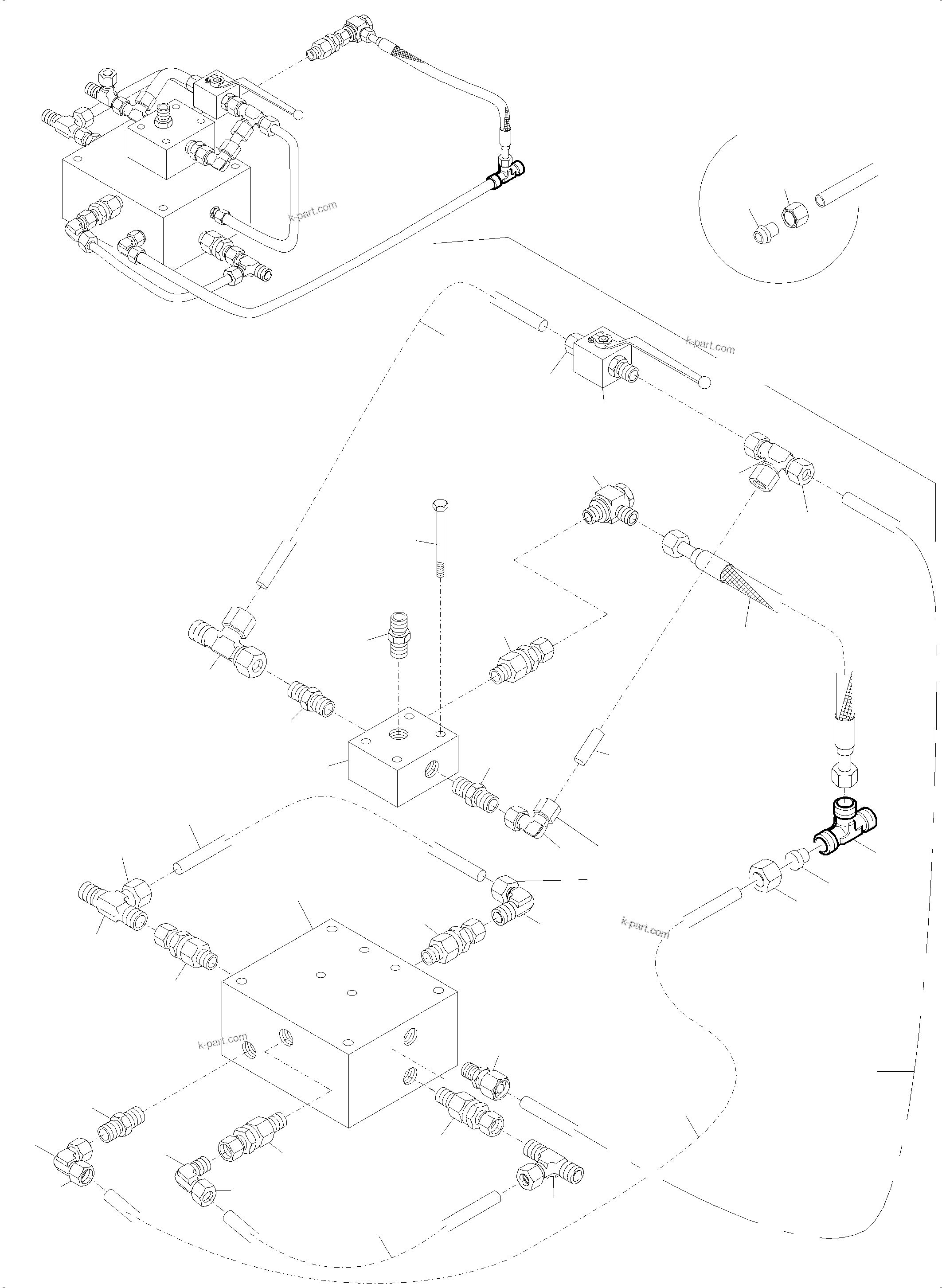 Komatsu parts book diagram for PC5500-6 S/N 15182: VALVE BLOCK ( HYDRAULIC TRACK ADJUSTING )