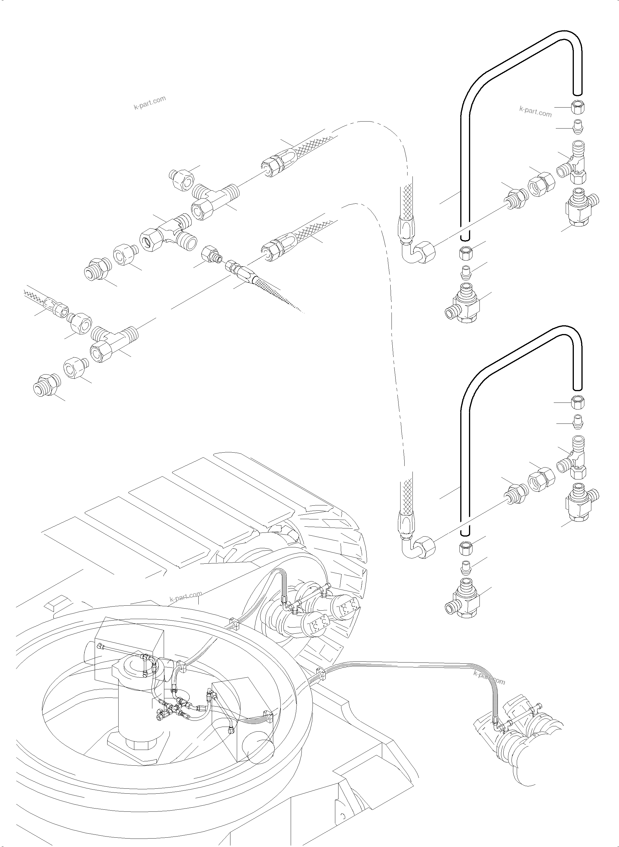 Komatsu parts book diagram for PC5500-6 S/N 15182: DRIVE MOTOR - LEAKAGELINES