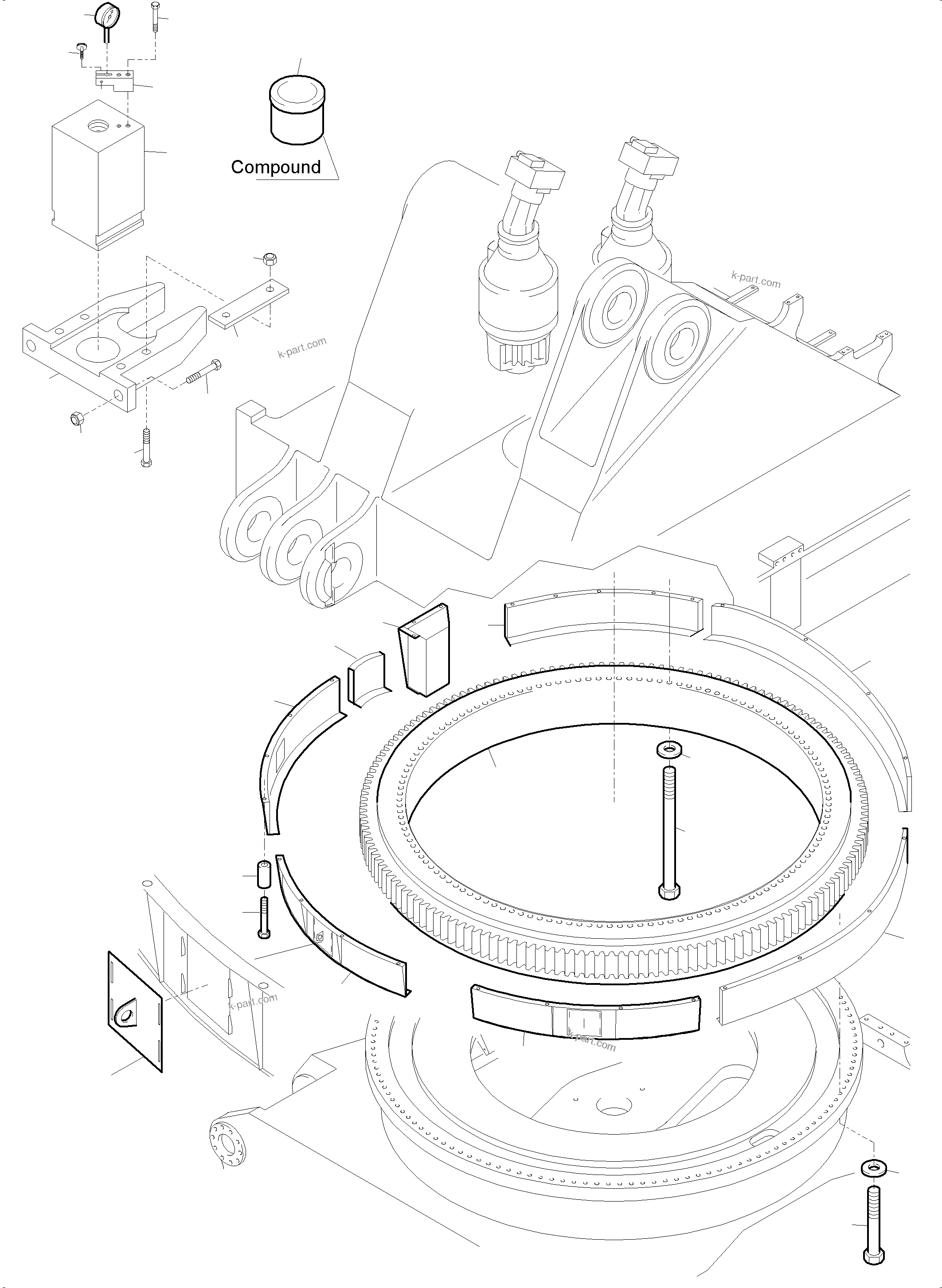 Komatsu parts book diagram for PC5500-6 S/N 15182: SLEW RING ARR.  STANDARD / COLD WEATHER