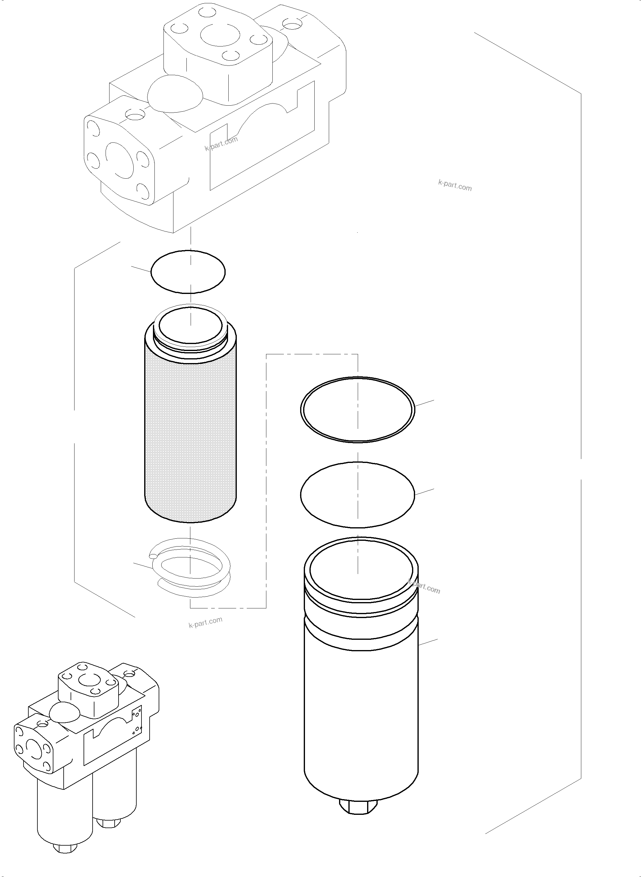 Komatsu parts book diagram for PC5500-6 S/N 15182: H. P. FILTER