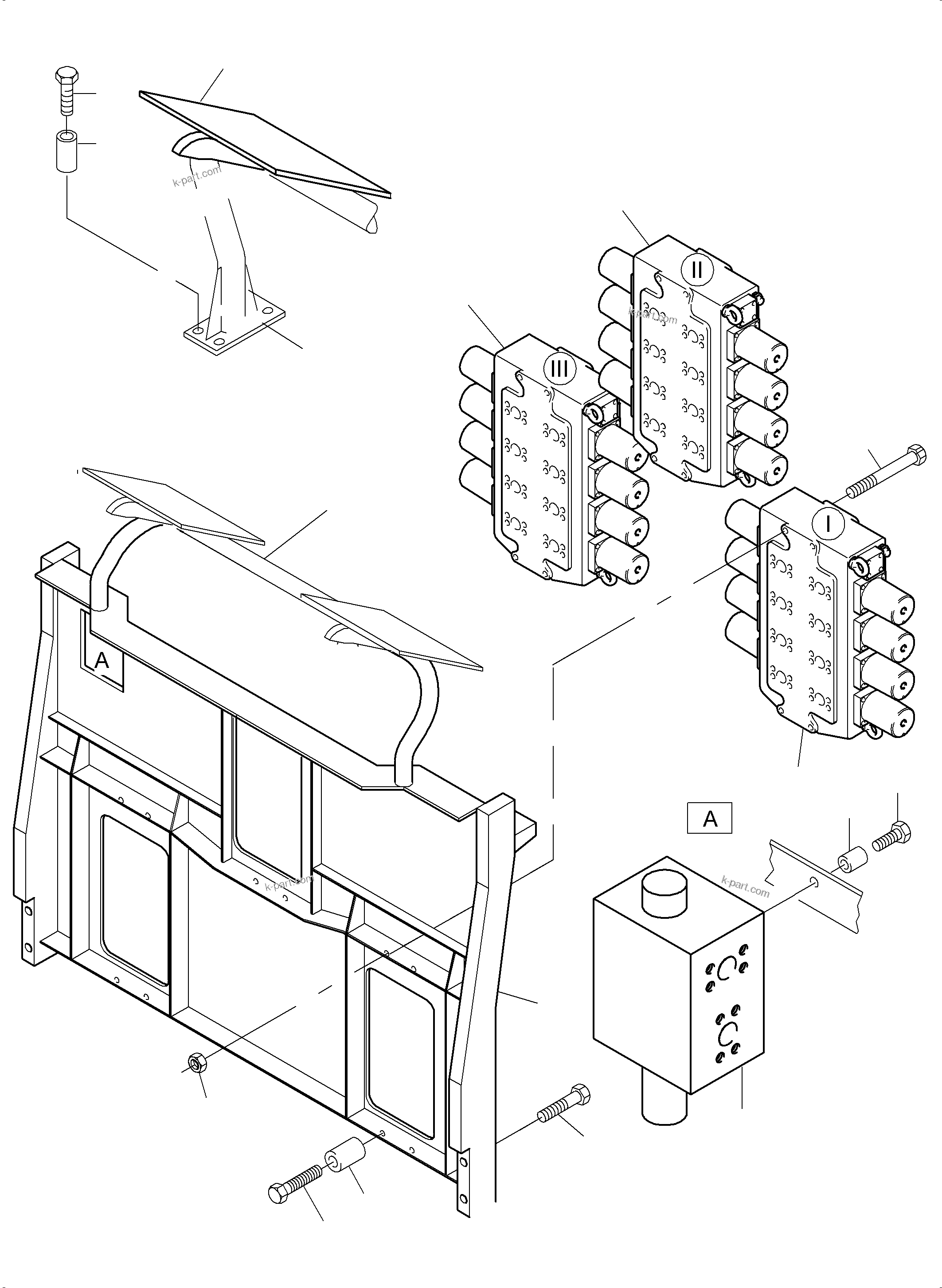 Komatsu parts book diagram for PC5500-6 S/N 15182: SUPPORT, CONTROL UNIT, BE
