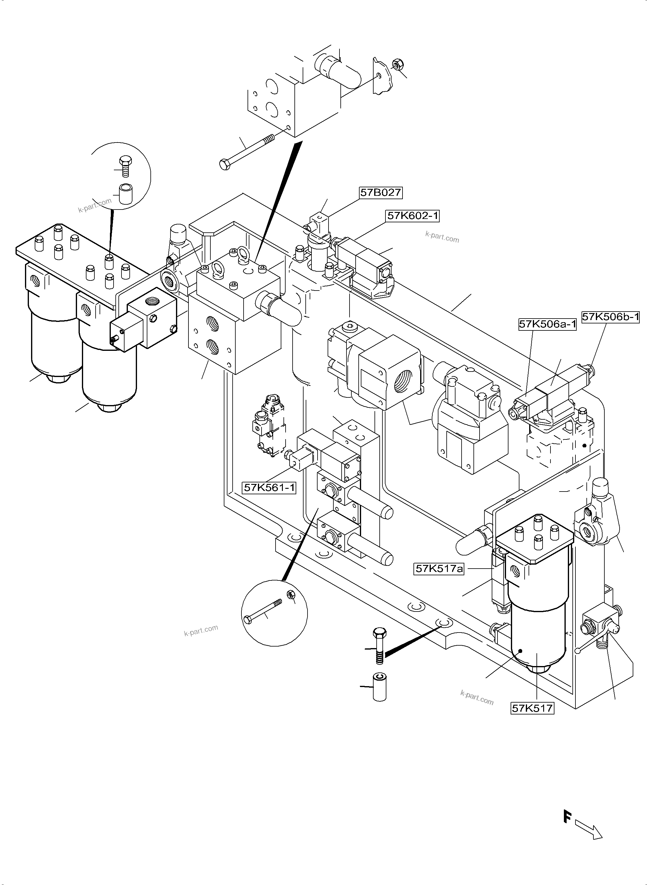 Komatsu parts book diagram for PC5500-6 S/N 15182: CONTROL- AND FILTER PLATE, REAR (ENGINE 1)