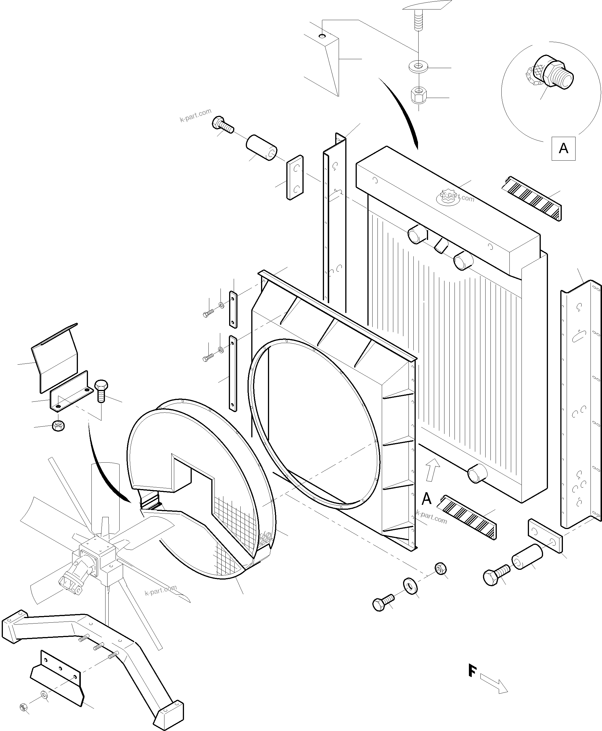 Komatsu parts book diagram for PC5500-6 S/N 15182: RADIATOR - MOUNTING
