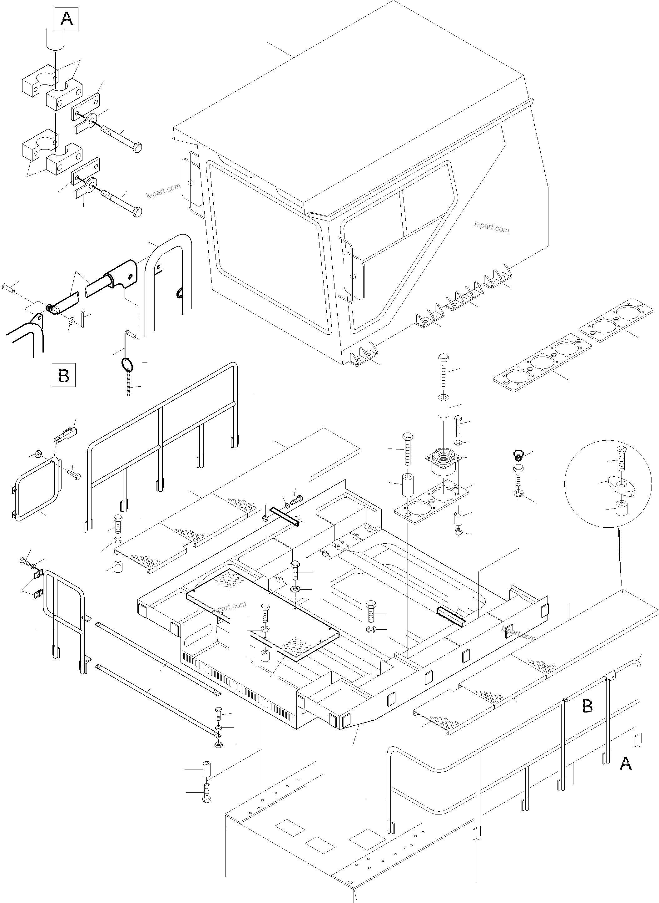 Komatsu parts book diagram for PC5500-6 S/N 15182: OPERATORґS CAB ARR.