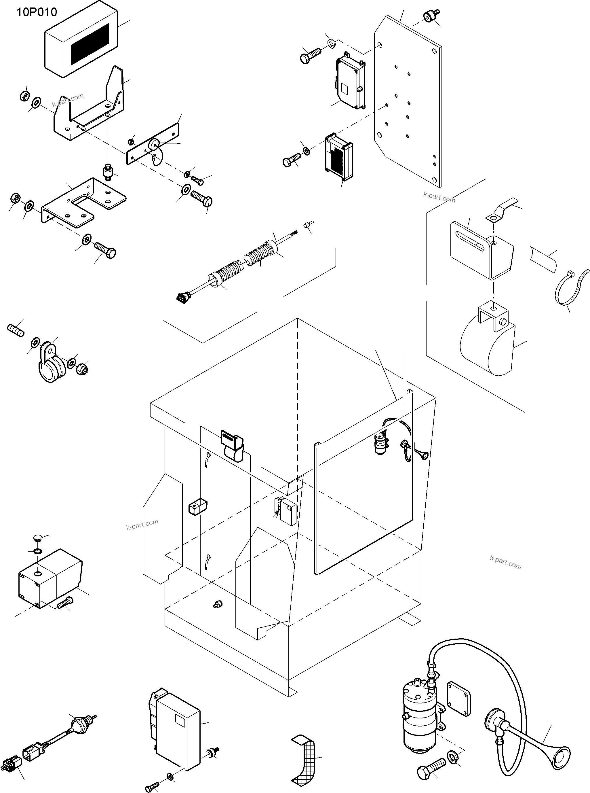 Komatsu parts book diagram for PC5500-6 S/N 15182: ELECTRIC - CAB SUPPORT AND INTERMEDIATE LANDING