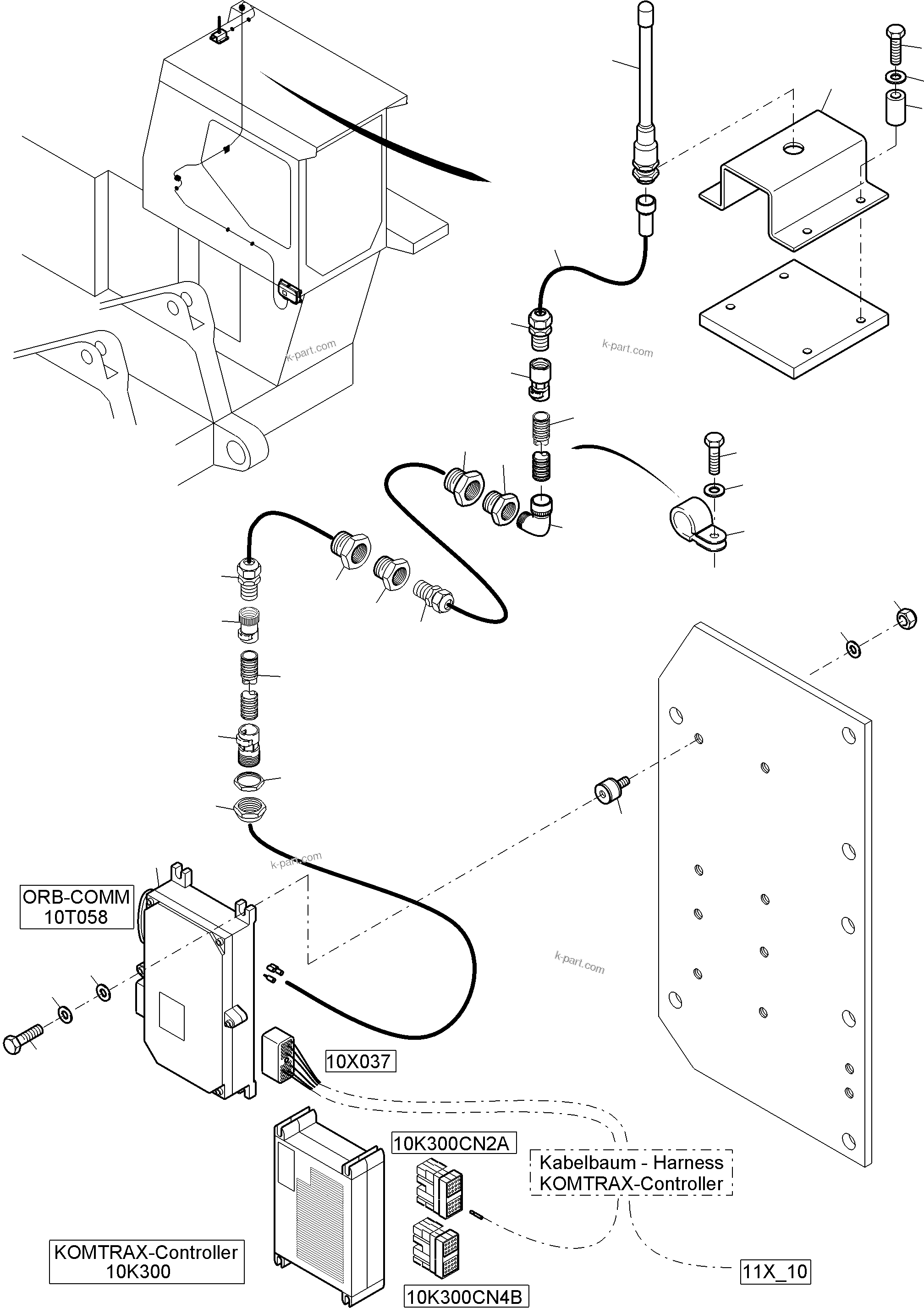 Komatsu parts book diagram for PC5500-6 S/N 15182: ORBCOMM - GPS - OPTIONAL ARRANGEMENT