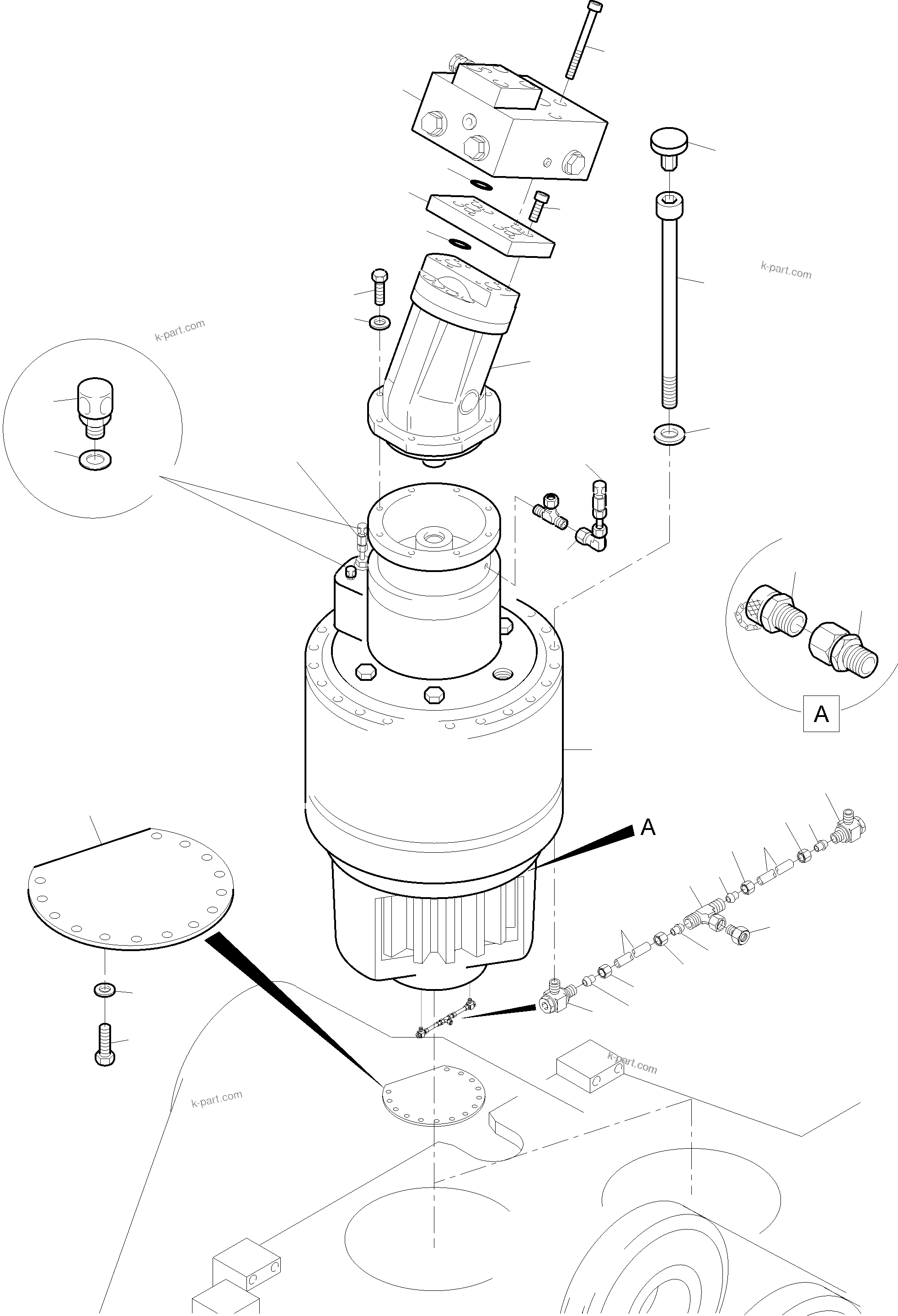 Komatsu parts book diagram for PC5500-6 S/N 15182: SLEW GEAR ARR.