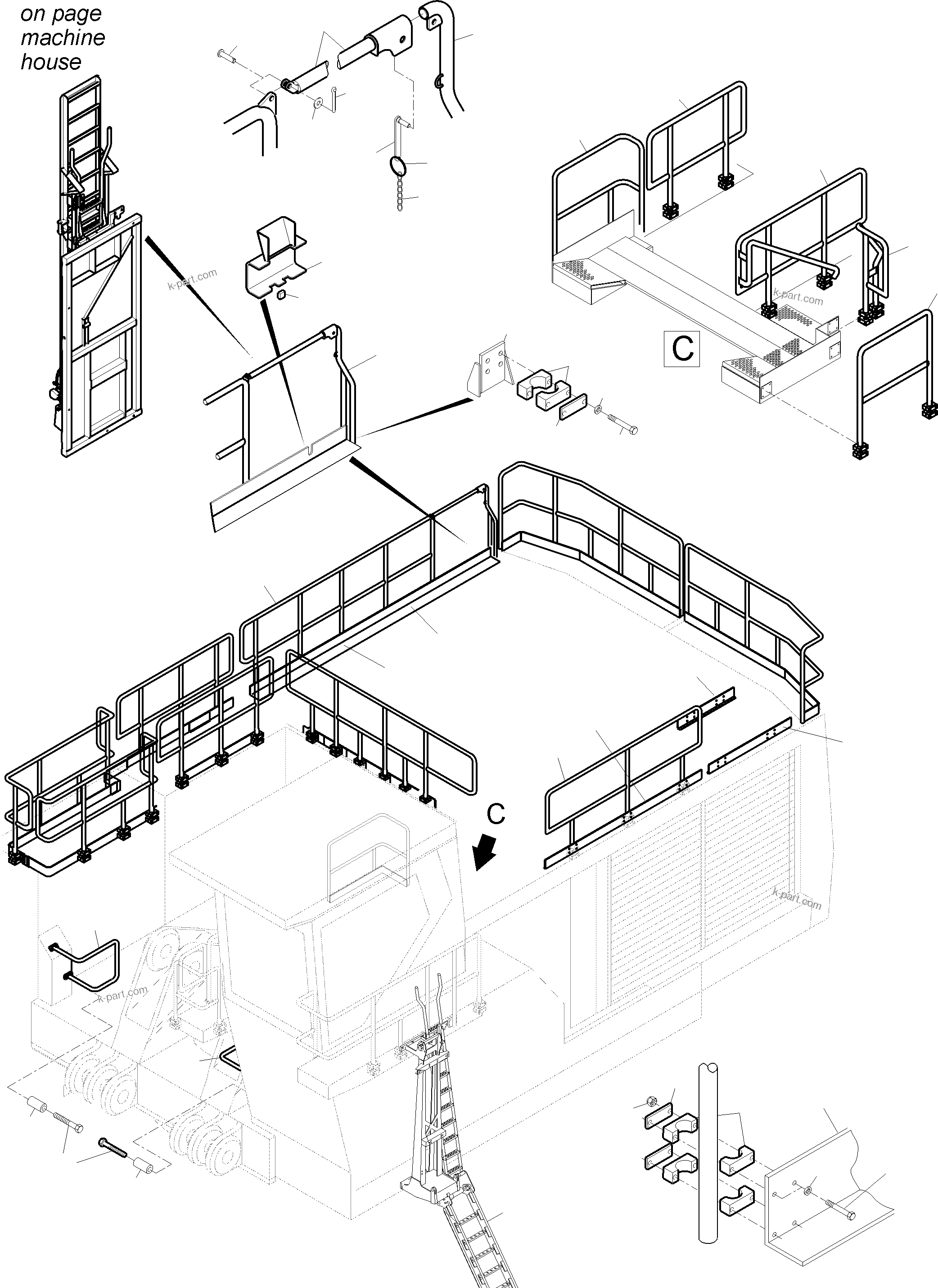 Komatsu parts book diagram for PC5500-6 S/N 15182: RAILS