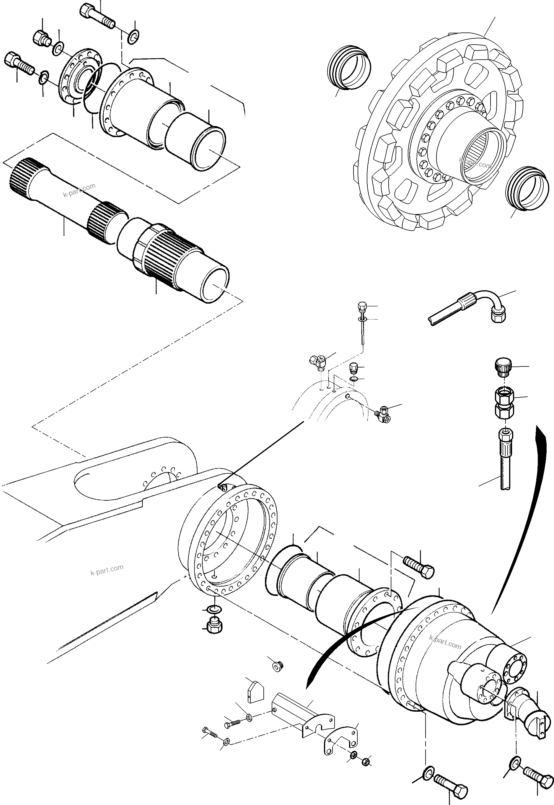 Komatsu parts book diagram for PC5500-6 S/N 15182: TRACK GROUP DRIVE SPROCKET SIDE R.H. AND L.H., NT/TT