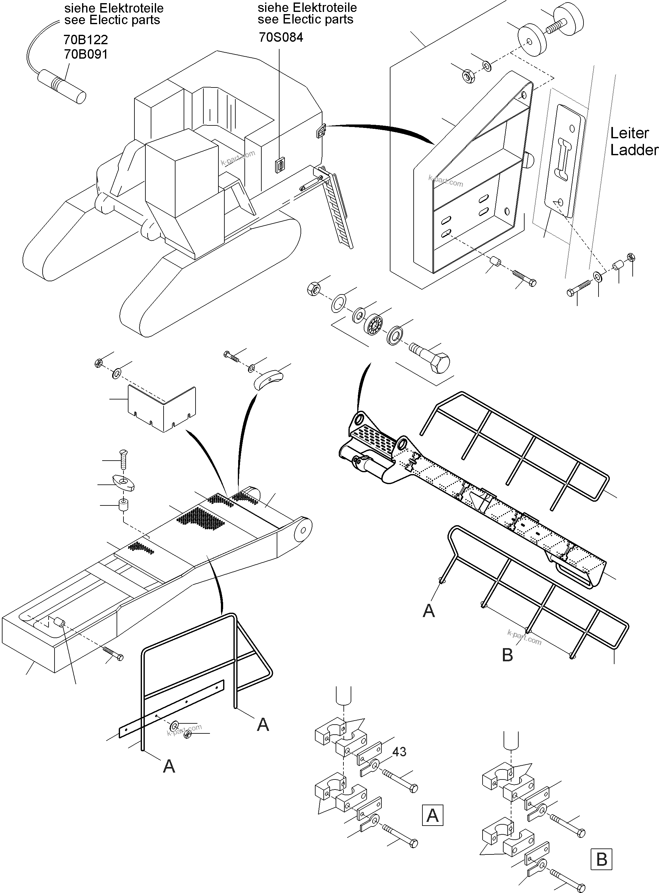 Komatsu parts book diagram for PC5500-6 S/N 15182: LADDER HYDRAULIC