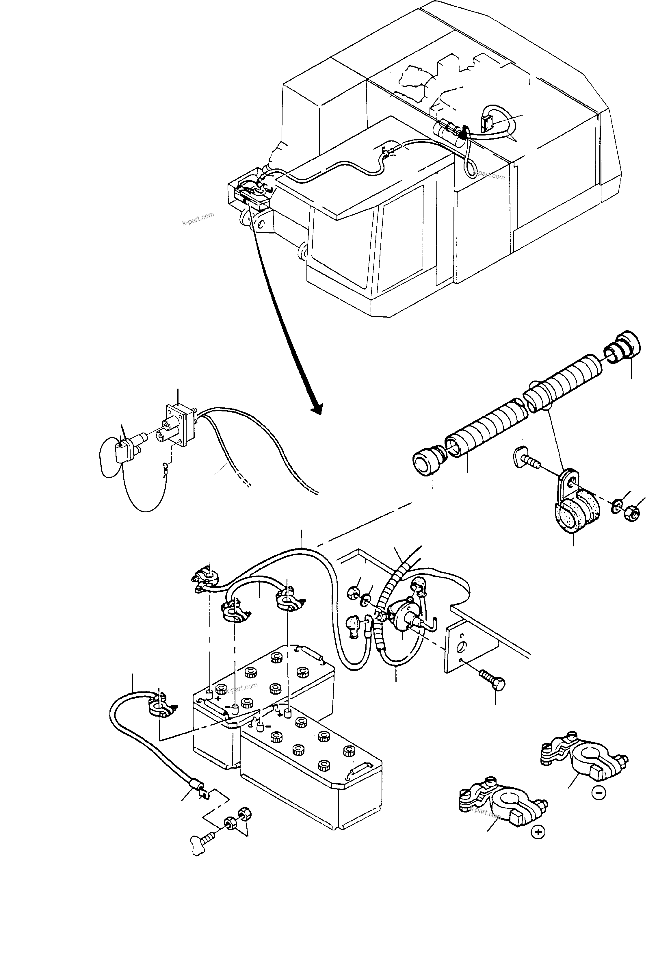 Komatsu parts book diagram for H65 26051: BATTERY CABLES