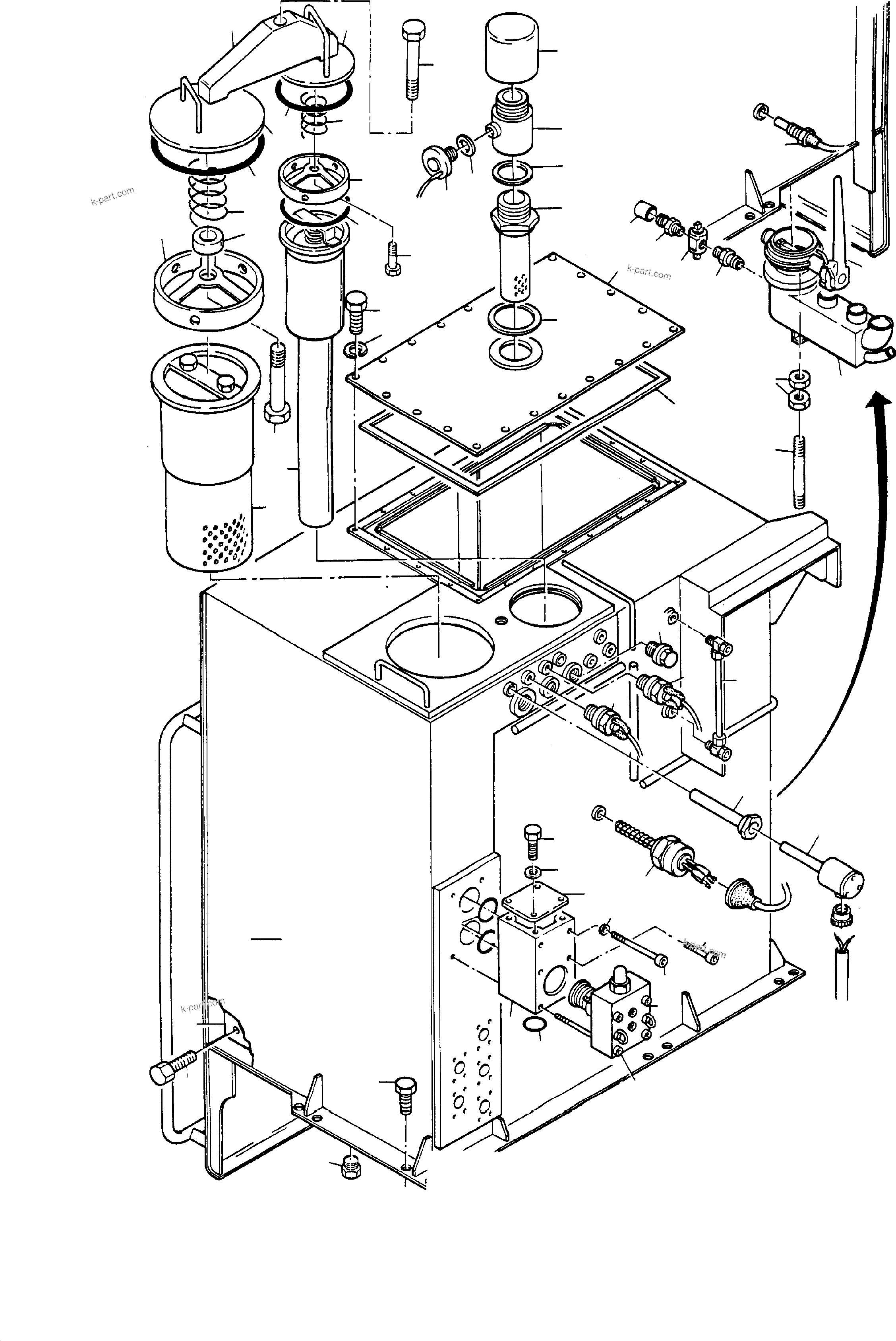 Komatsu parts book diagram for H65 26051: OIL TANK ASSY.