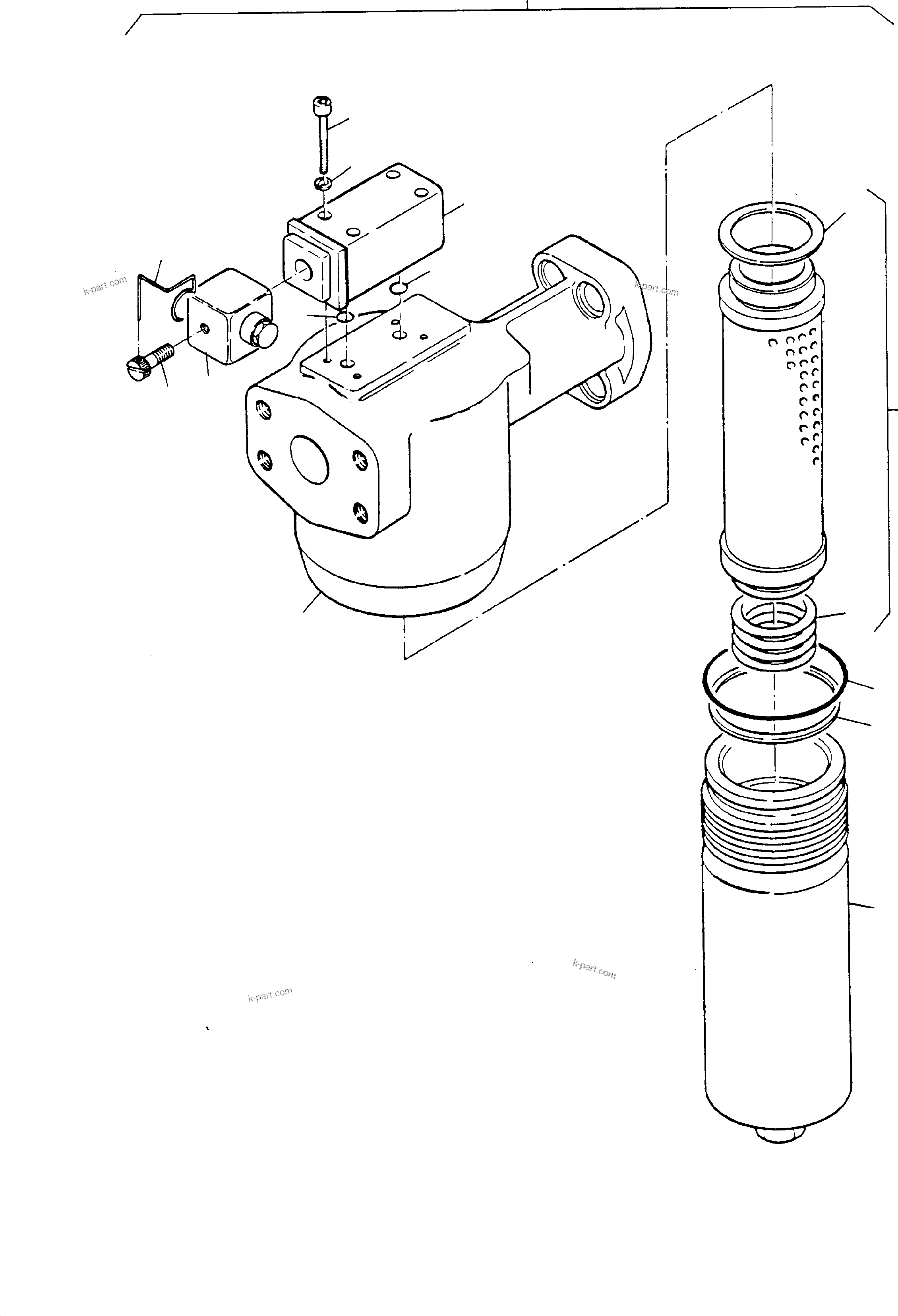 Komatsu parts book diagram for H65 26051: H. P. FILTER