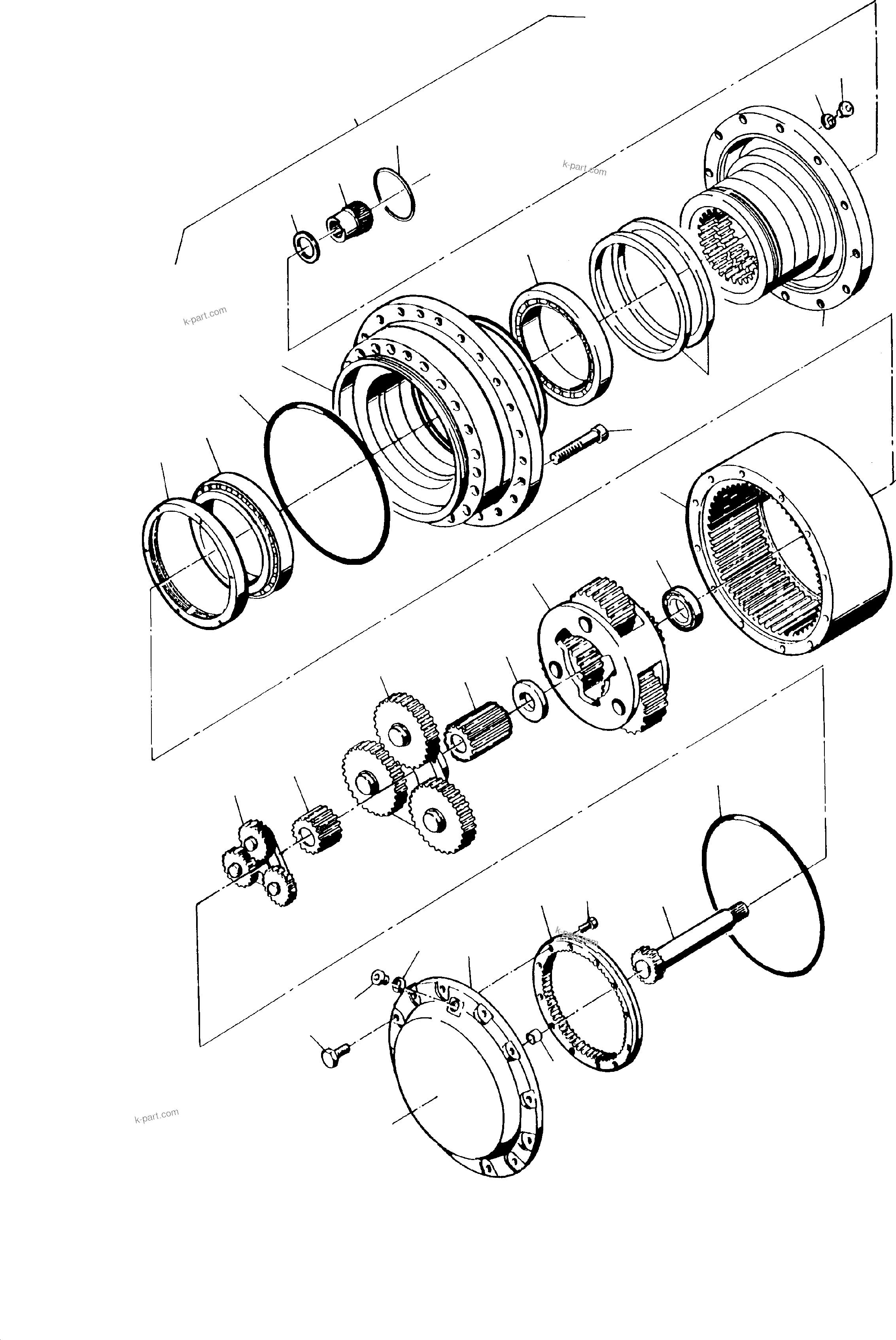 Komatsu parts book diagram for H65 26051: TRAVELLING GEAR