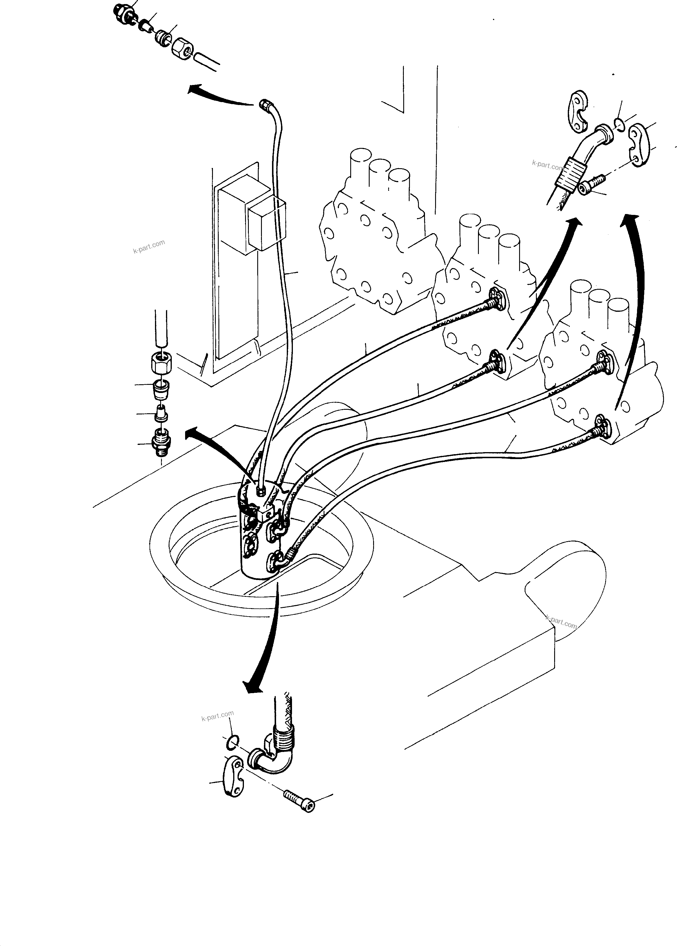 Komatsu parts book diagram for H65 26051: LINES, CONTROL BLOCKS - ROTARY JOINT