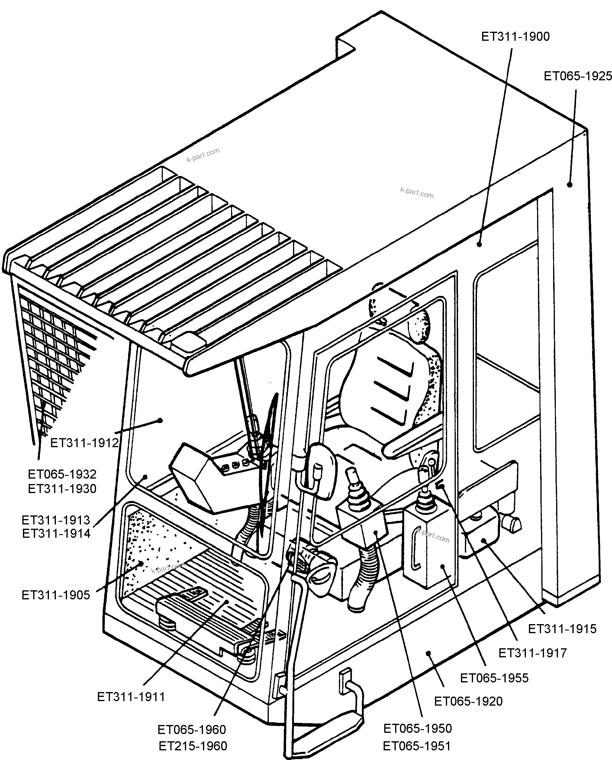 Komatsu parts book diagram for H65 26051: 