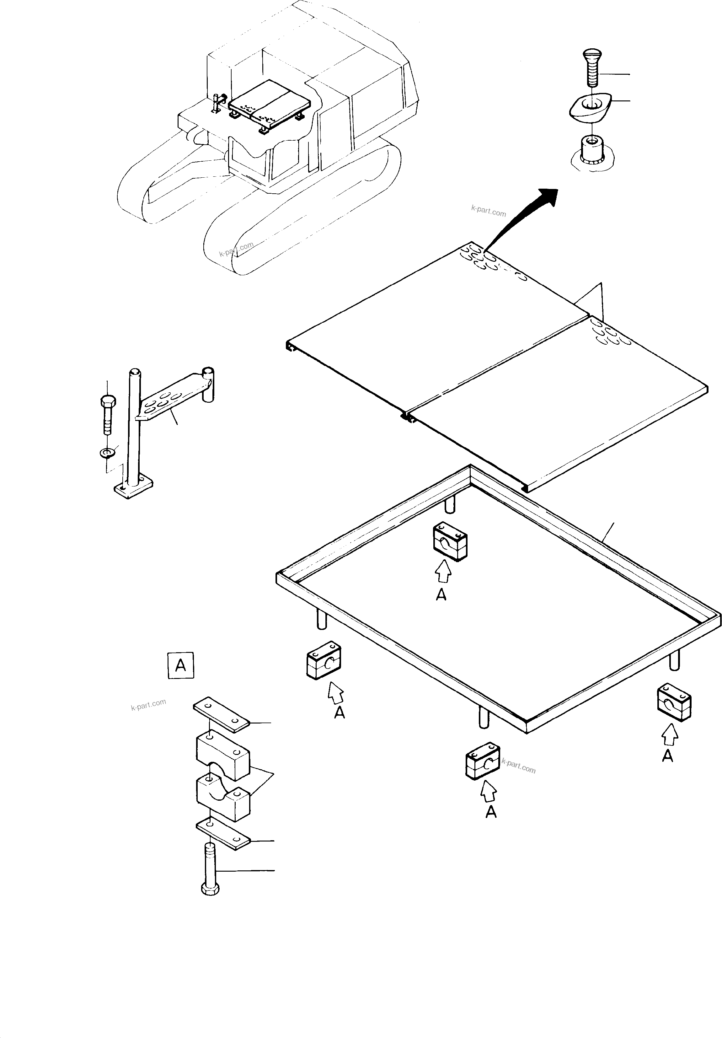 Komatsu parts book diagram for H65 26051: LADDER AND GRATINGS