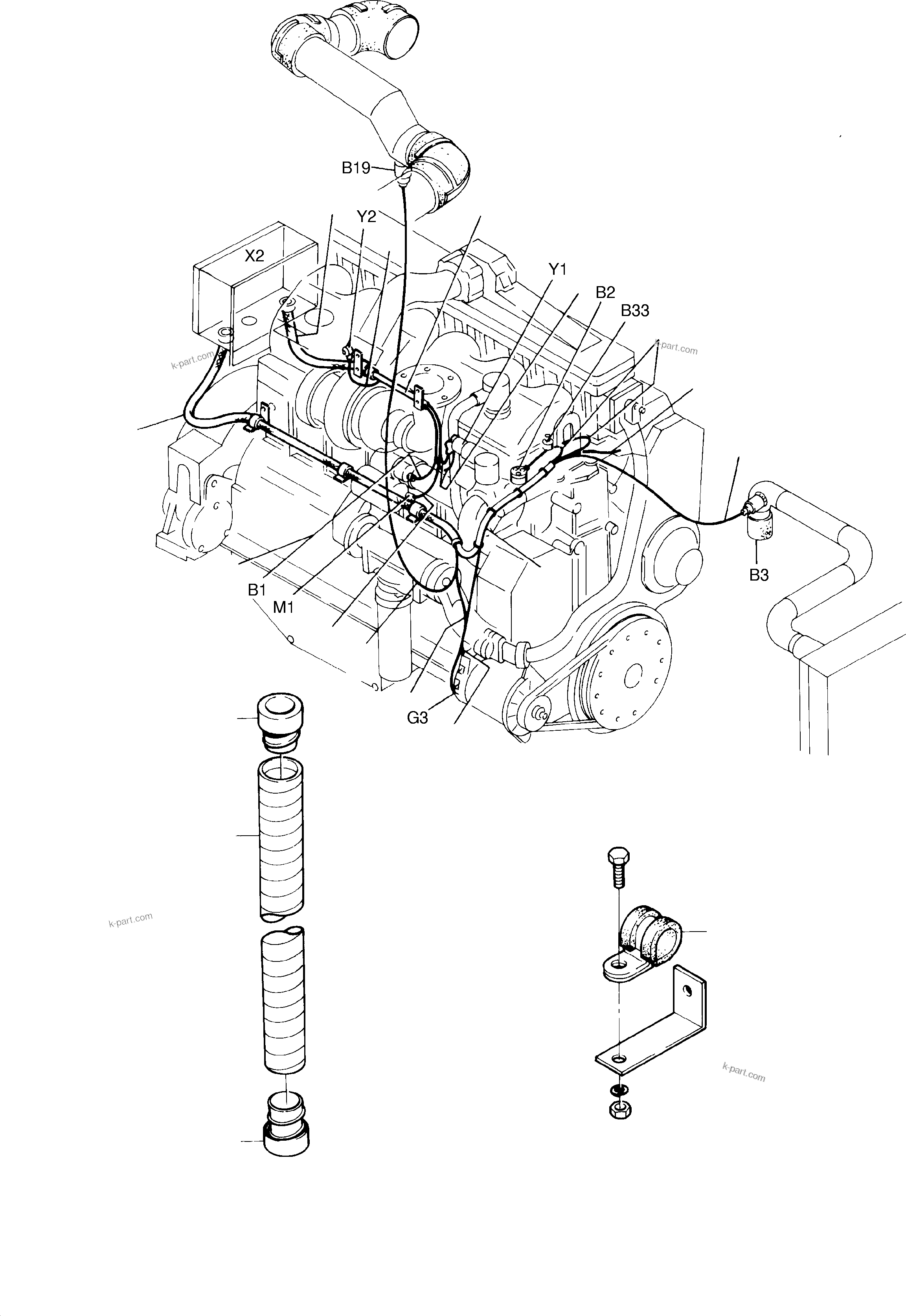 Komatsu parts book diagram for H65 26051: WIRE LAYOUT - ENGINE, CAT