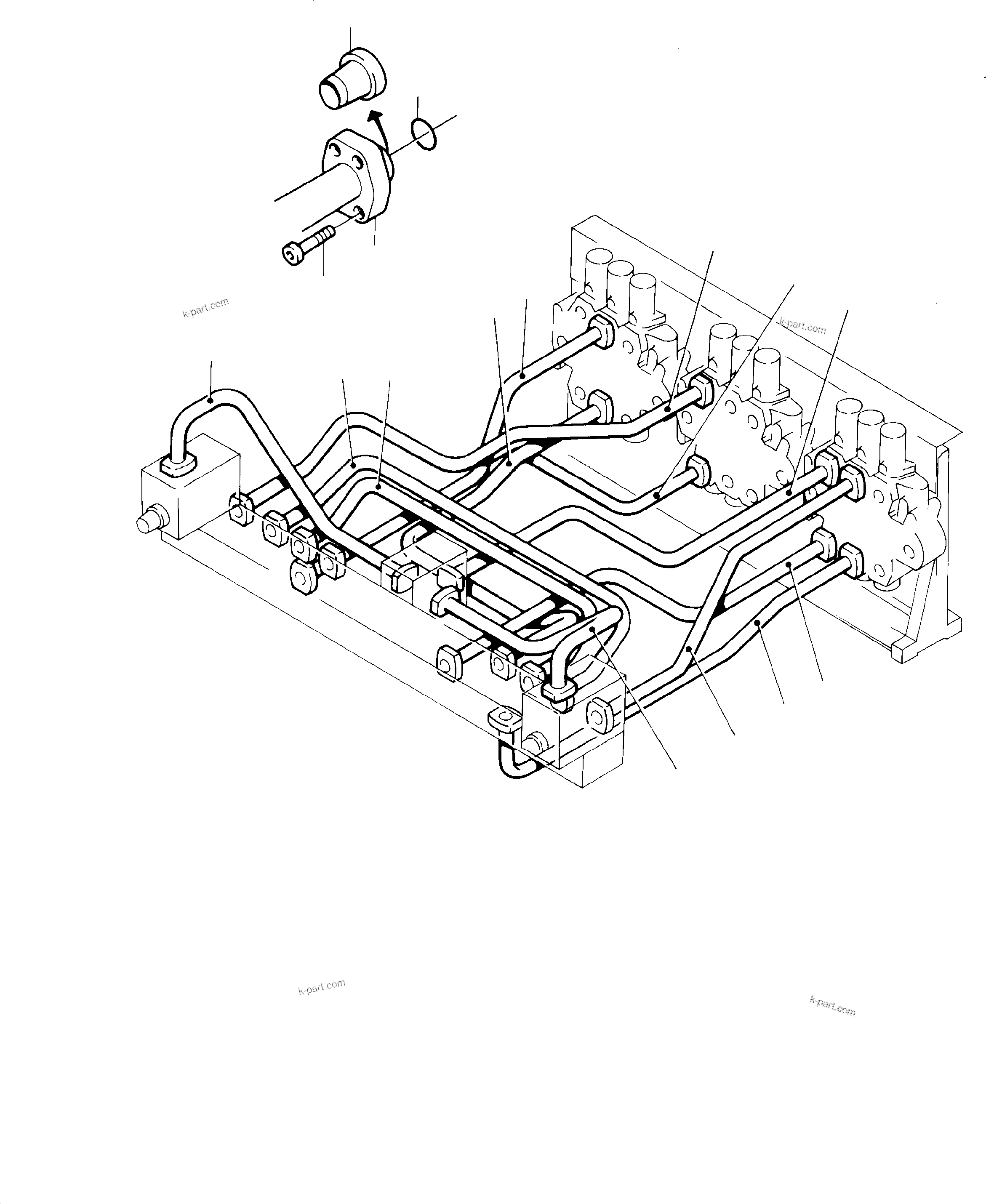 Komatsu parts book diagram for H65 26051: PIPINGS - CONTROL BLOCKS - MANIFOLD