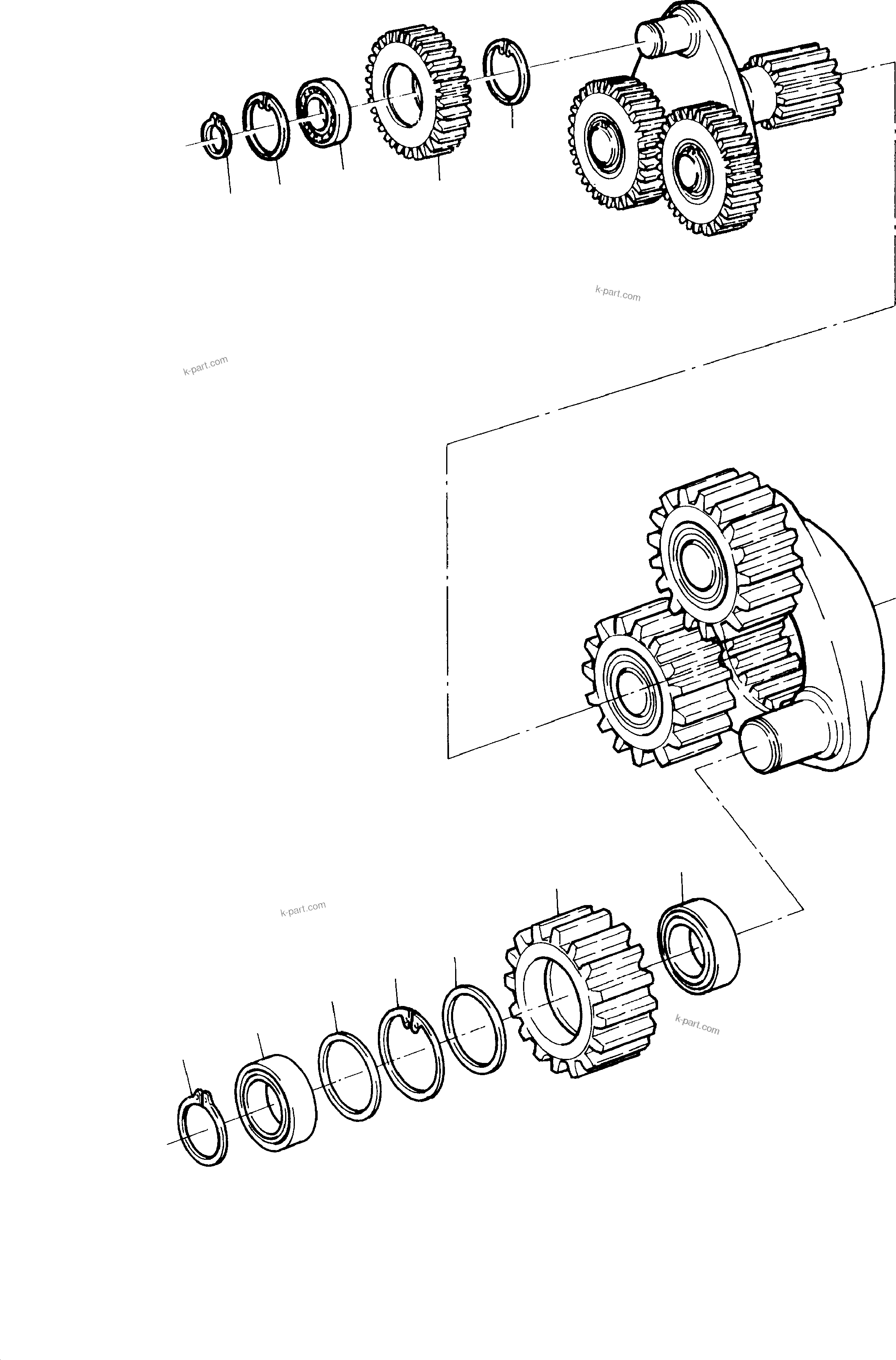 Komatsu parts book diagram for H65 26051: SLEW GEAR BOX