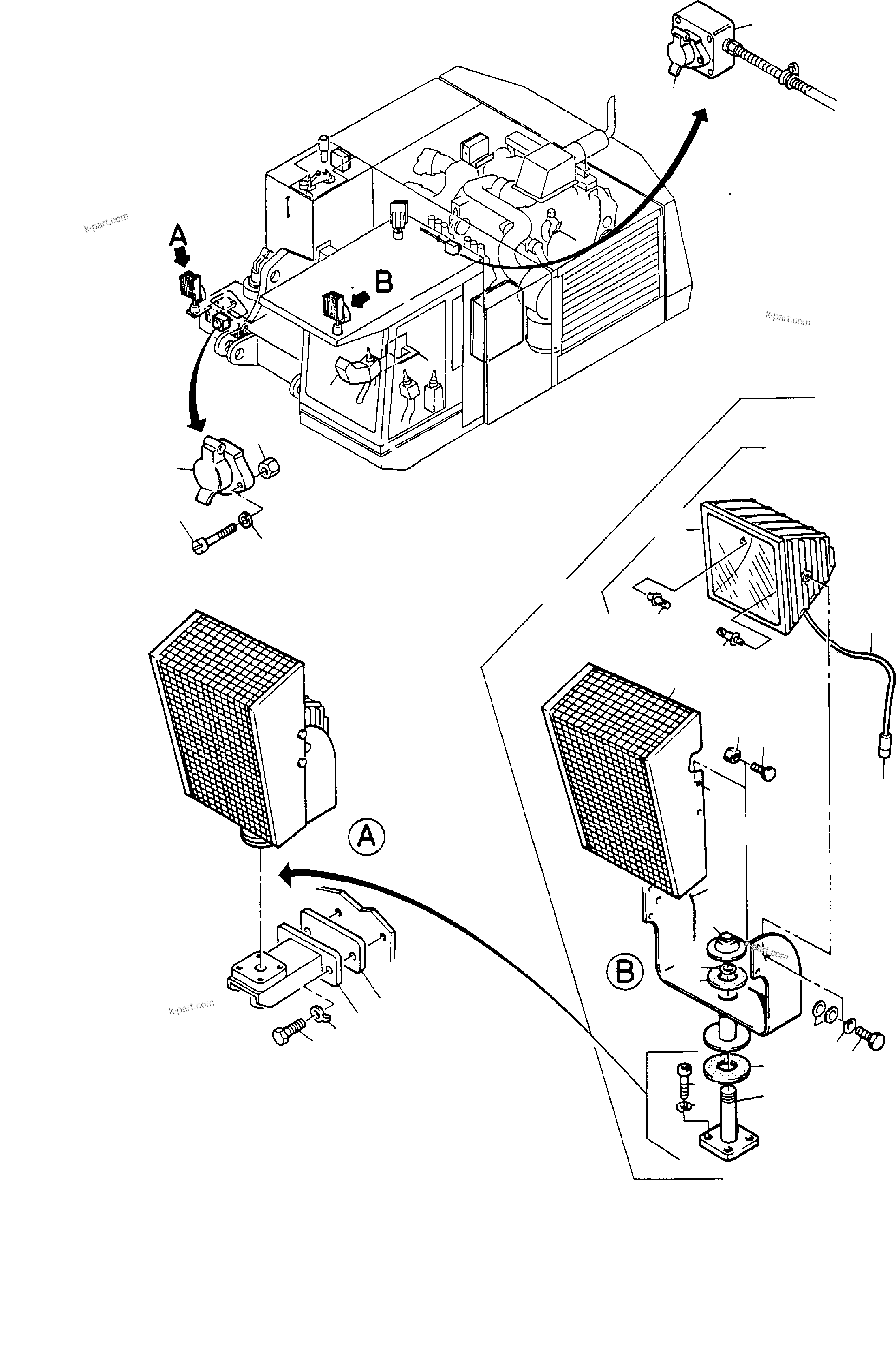 Komatsu parts book diagram for H65 26051: LIGHTING - SPOTLAMP
