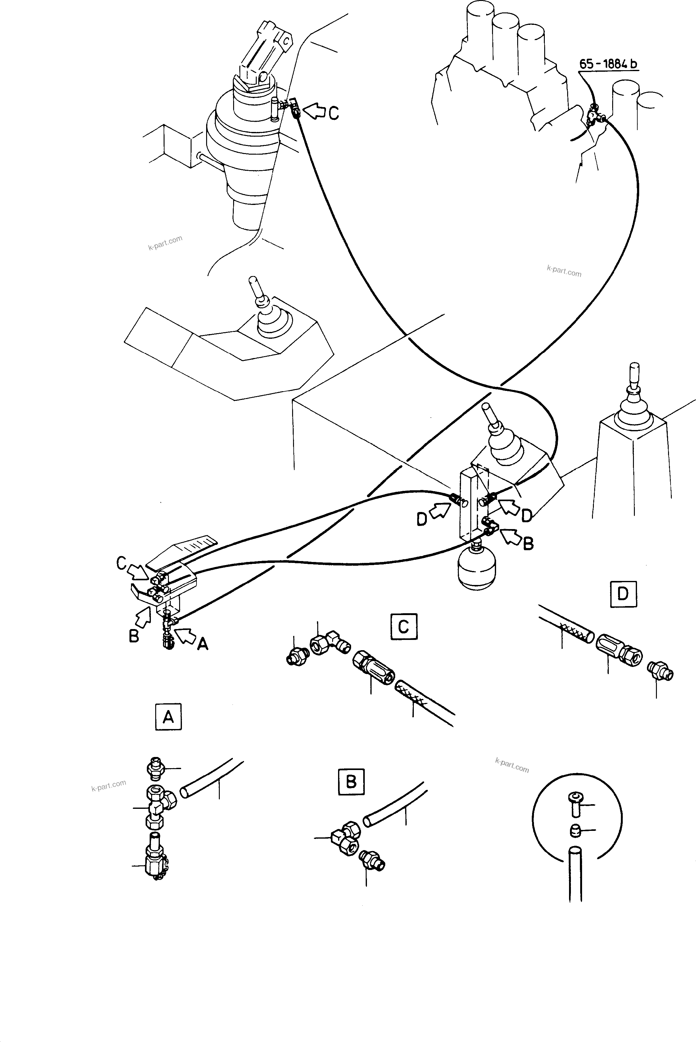 Komatsu parts book diagram for H65 26051: HYDR.-CONTROL, BRAKE