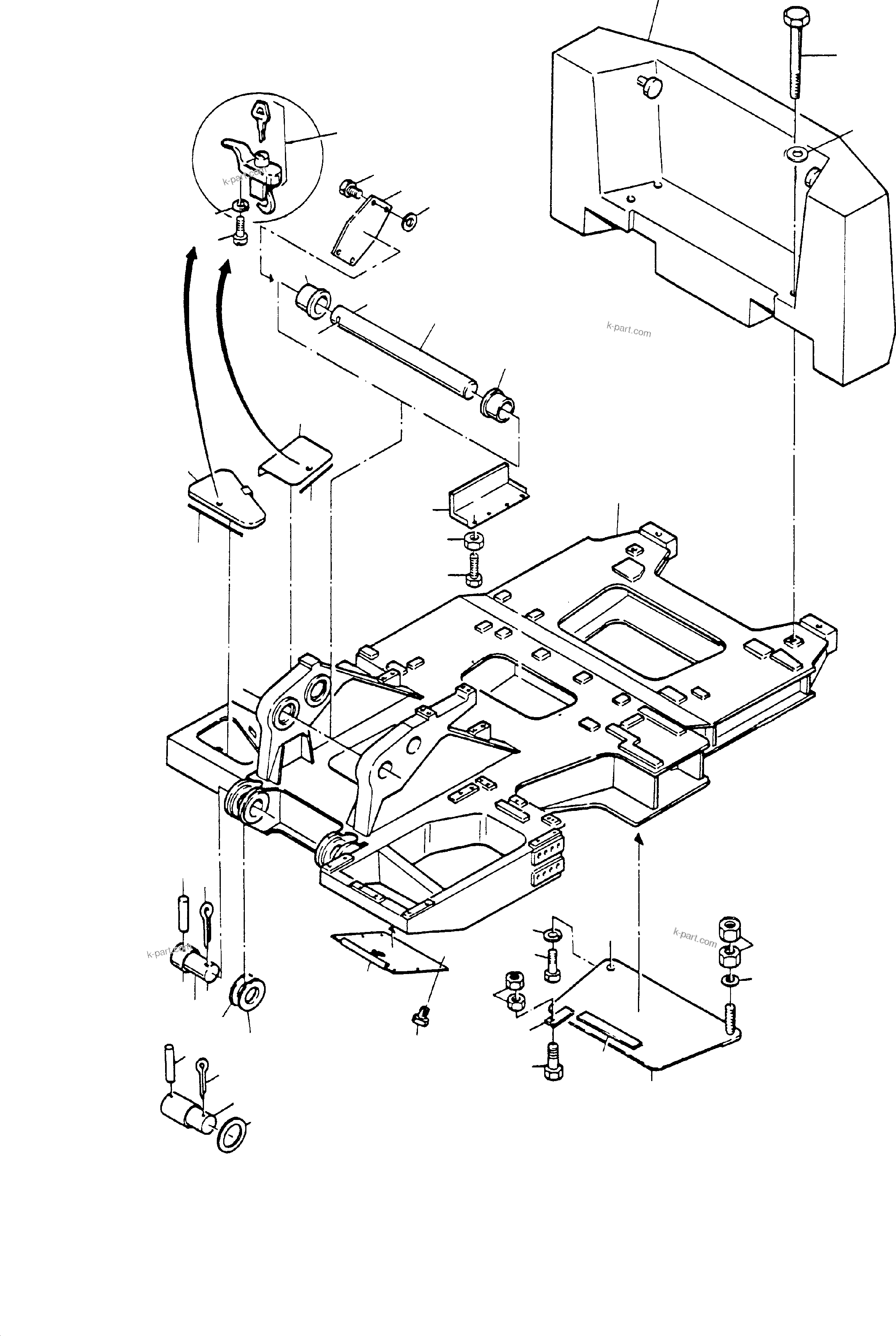 Komatsu parts book diagram for H65 26051: PLATFORM WITH COUNTERWEIGHT