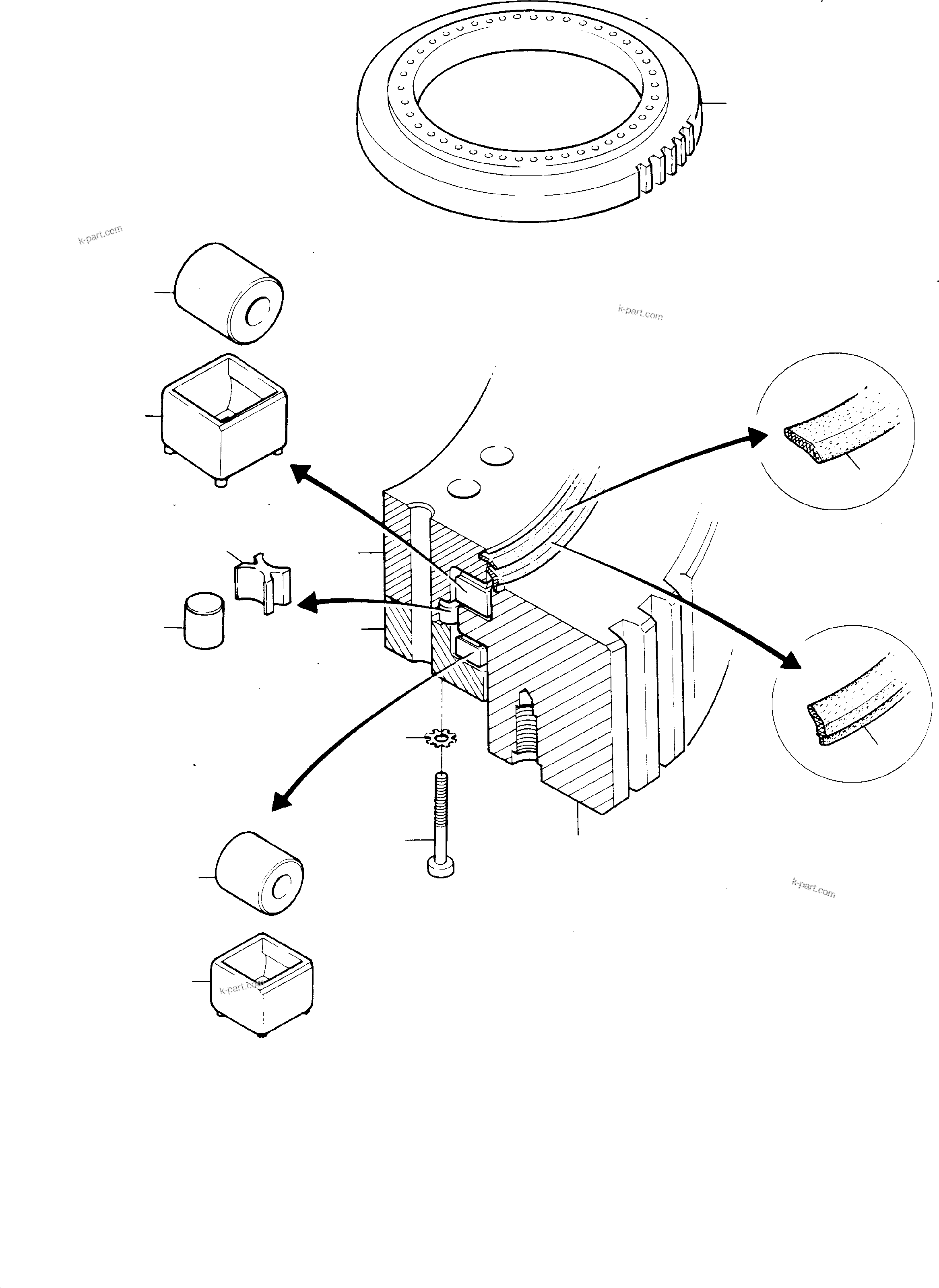 Komatsu parts book diagram for H65 26051: SWING RING