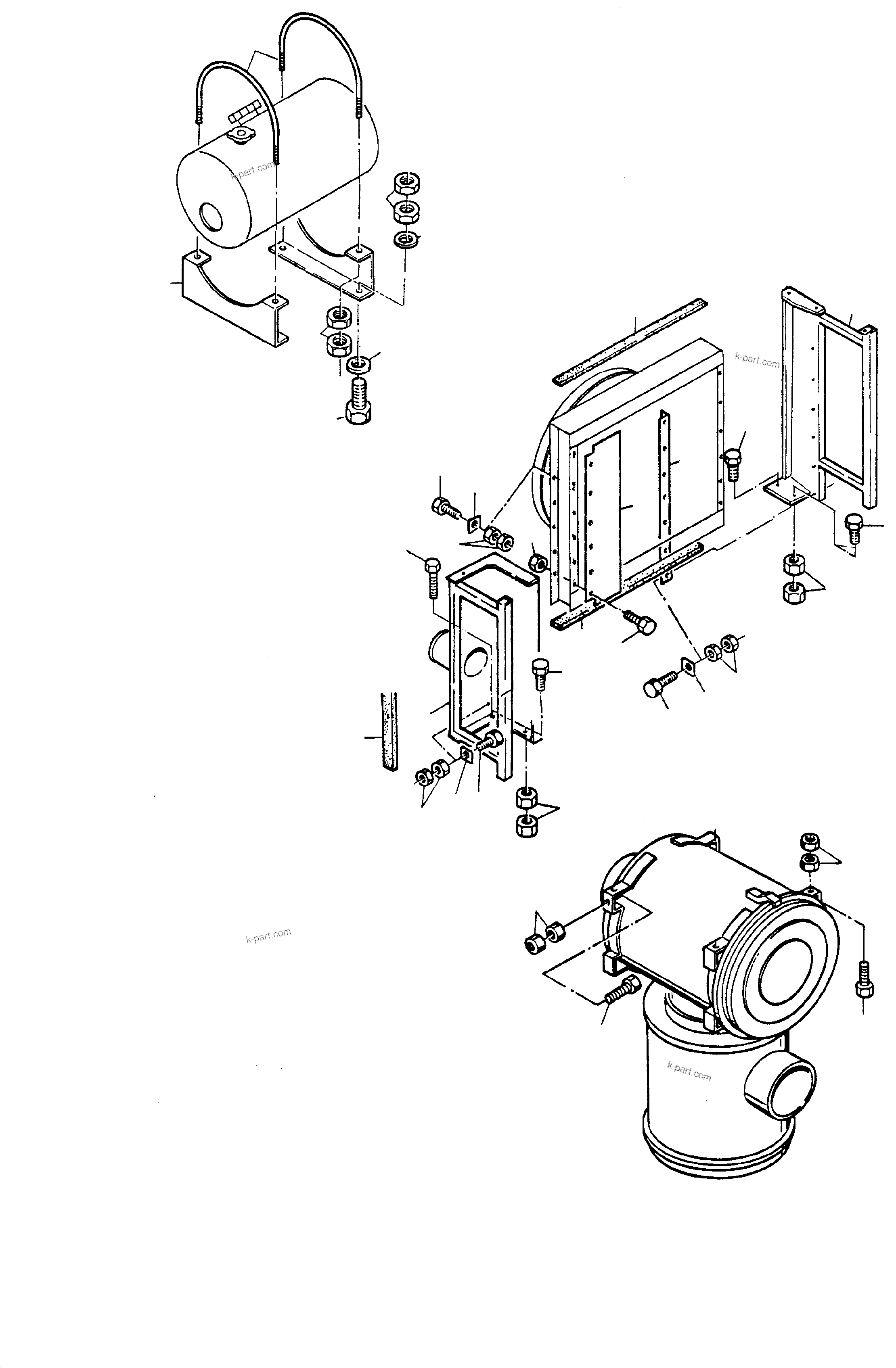 Komatsu parts book diagram for H65 26051: AIR FILTER AND COMBINED COOLER ARR.