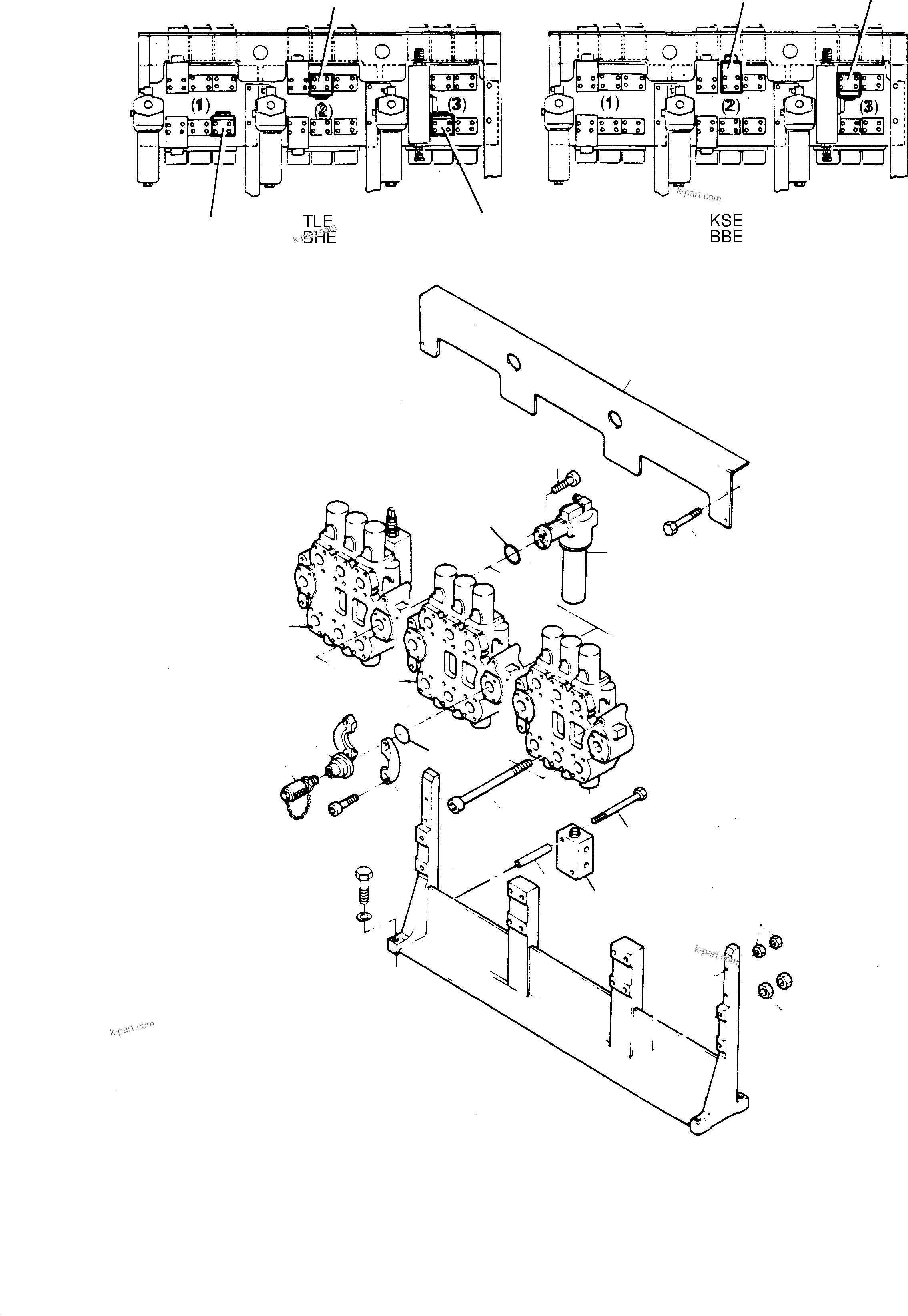 Komatsu parts book diagram for H65 26051: CONTROL BLOCKS /H.P. FILTER ARR.