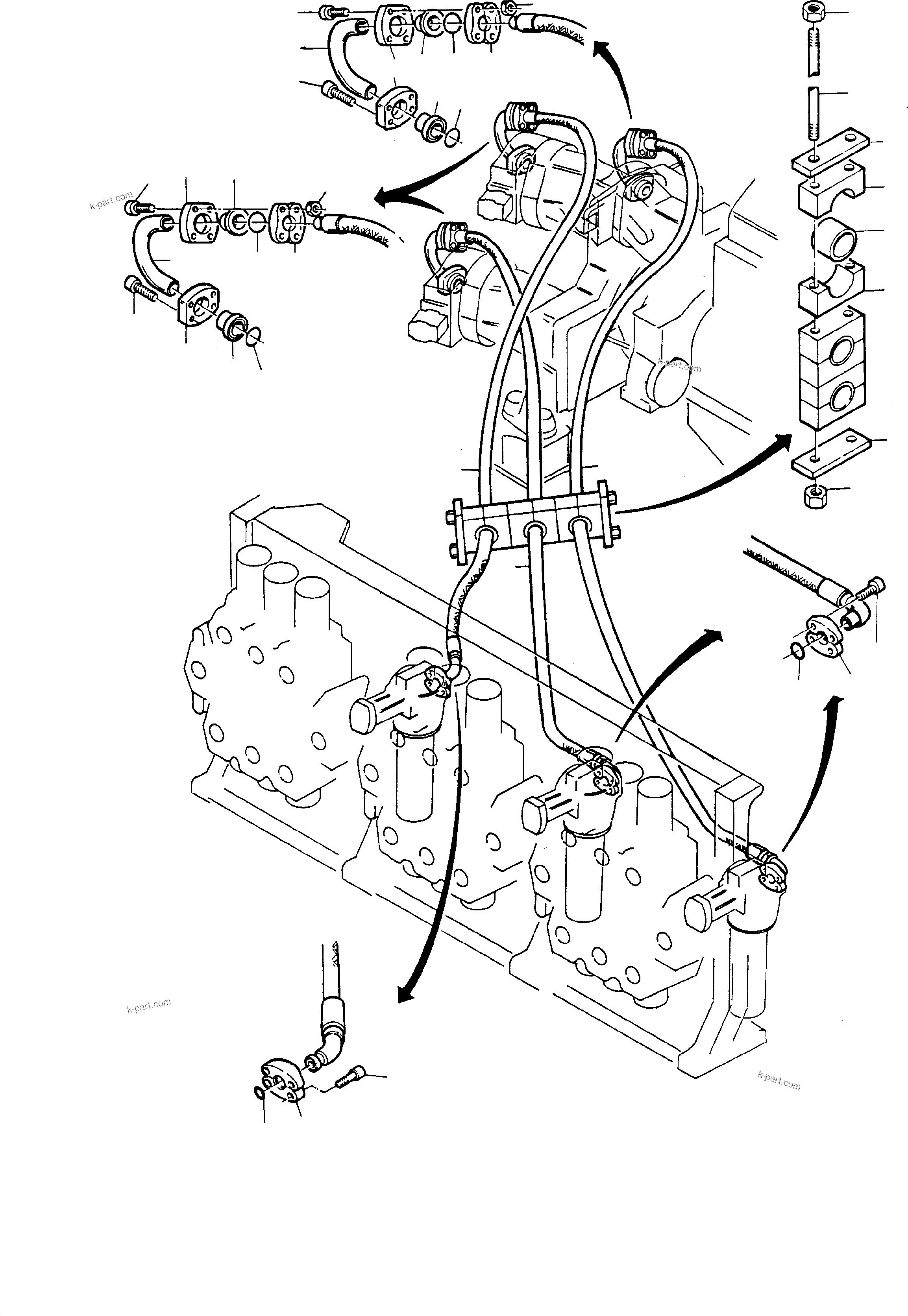 Komatsu parts book diagram for H65 26051: LINES - CONTROL BLOCKS- H.P. FILTER - PUMPS