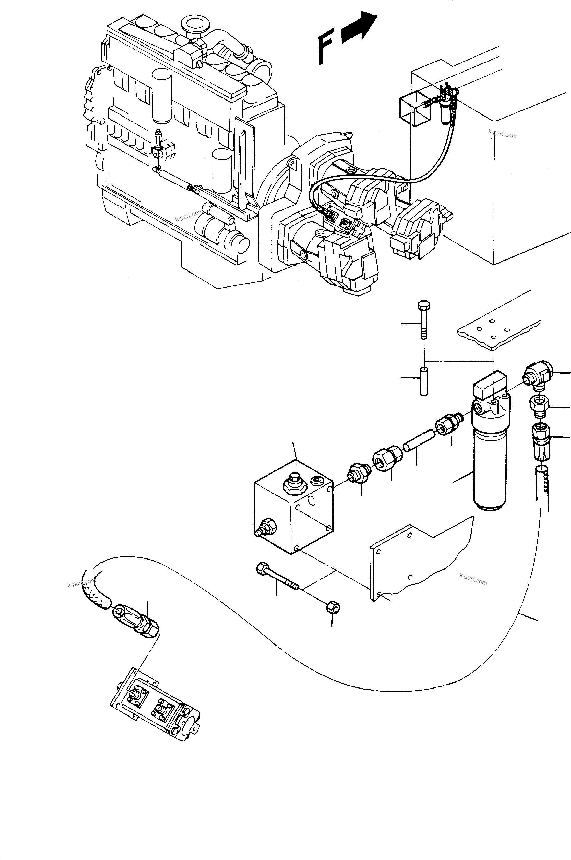 Komatsu parts book diagram for H65 26051: LINES - CONTROL OIL FILTER