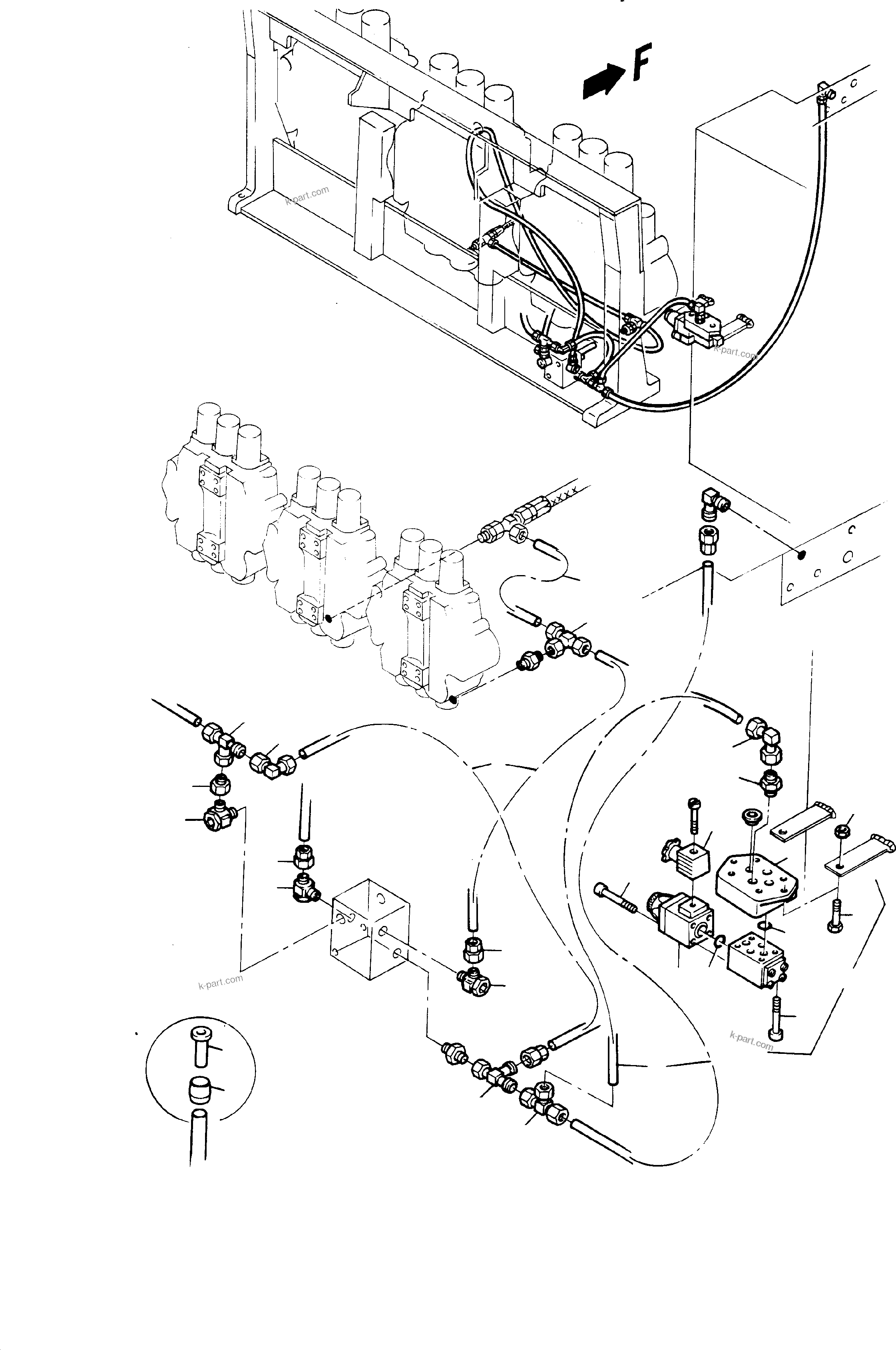 Komatsu parts book diagram for H65 26051: LINES - CONTROL OIL FILTER