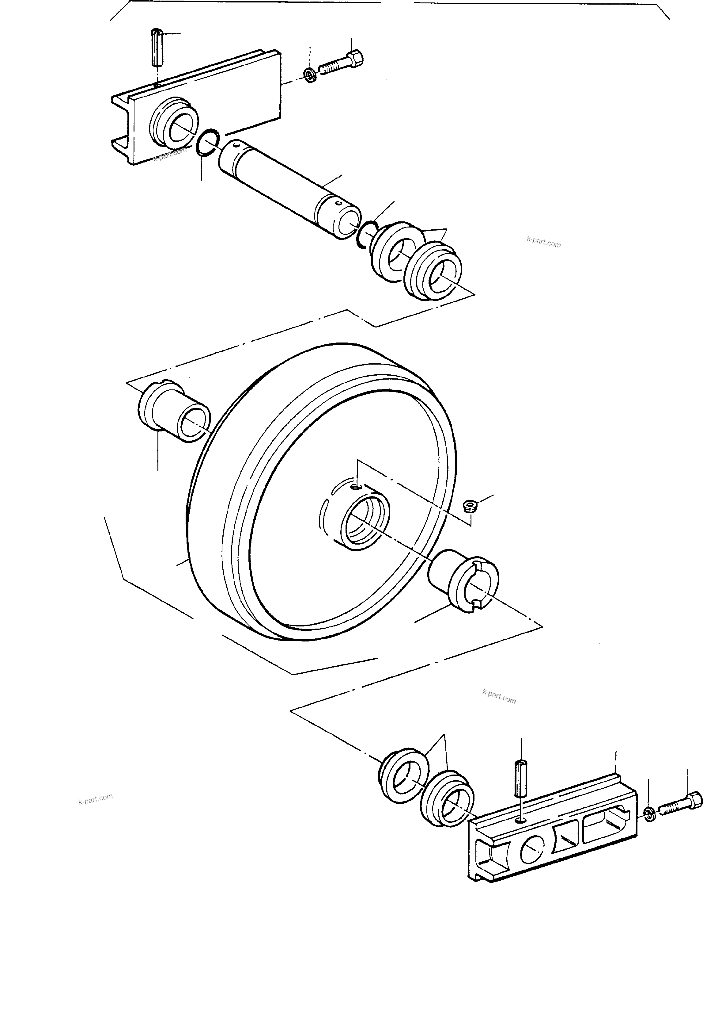 Komatsu parts book diagram for H65 26051: IDLER ASSY. WITH FORK