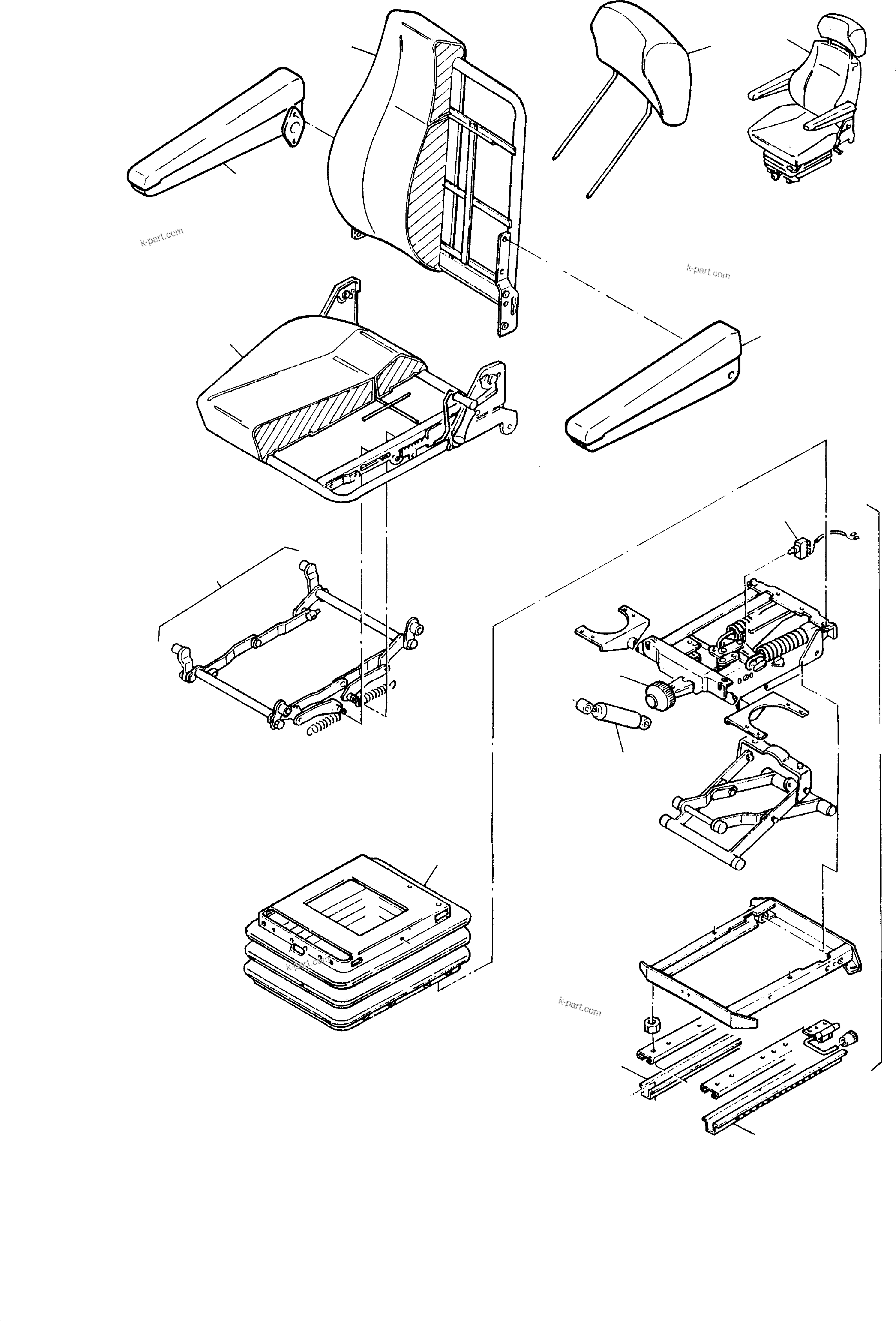 Komatsu parts book diagram for H65 26051: OPERATOR'S SEAT