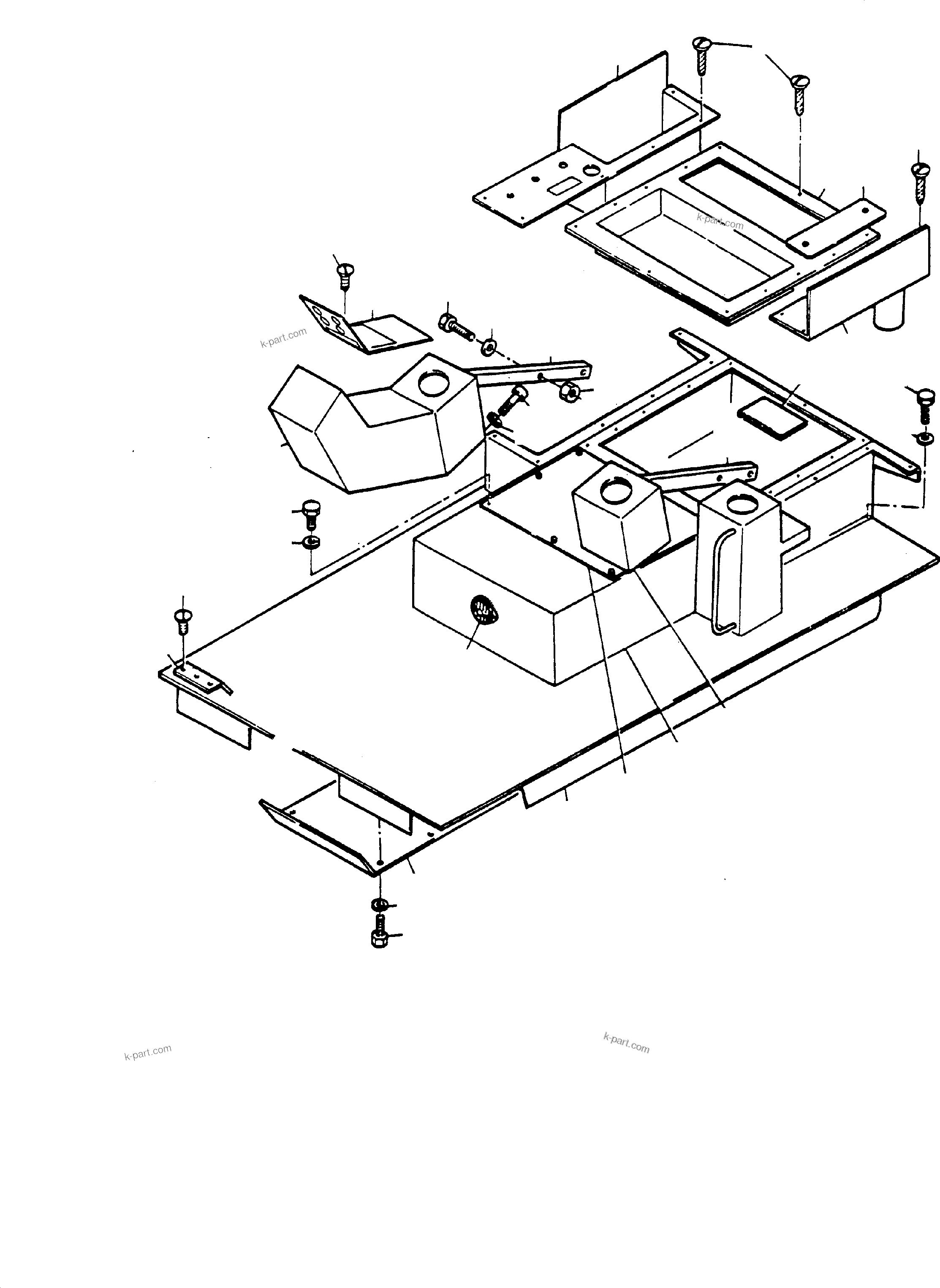 Komatsu parts book diagram for H65 26051: CONTROL BOX AND COVER, FOOT REST