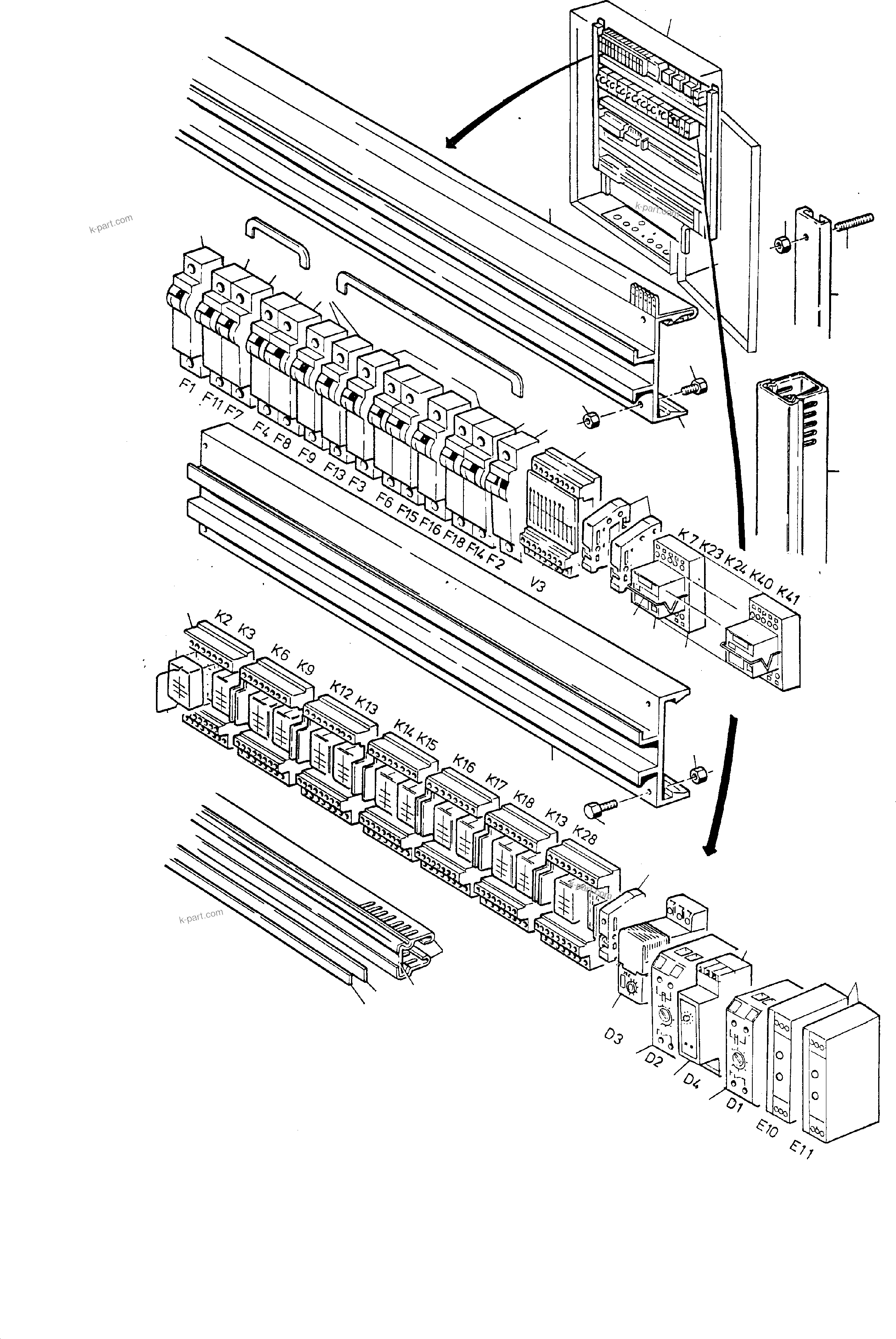 Komatsu parts book diagram for H65 26051: SWITCH CABINET AT FUELTANK