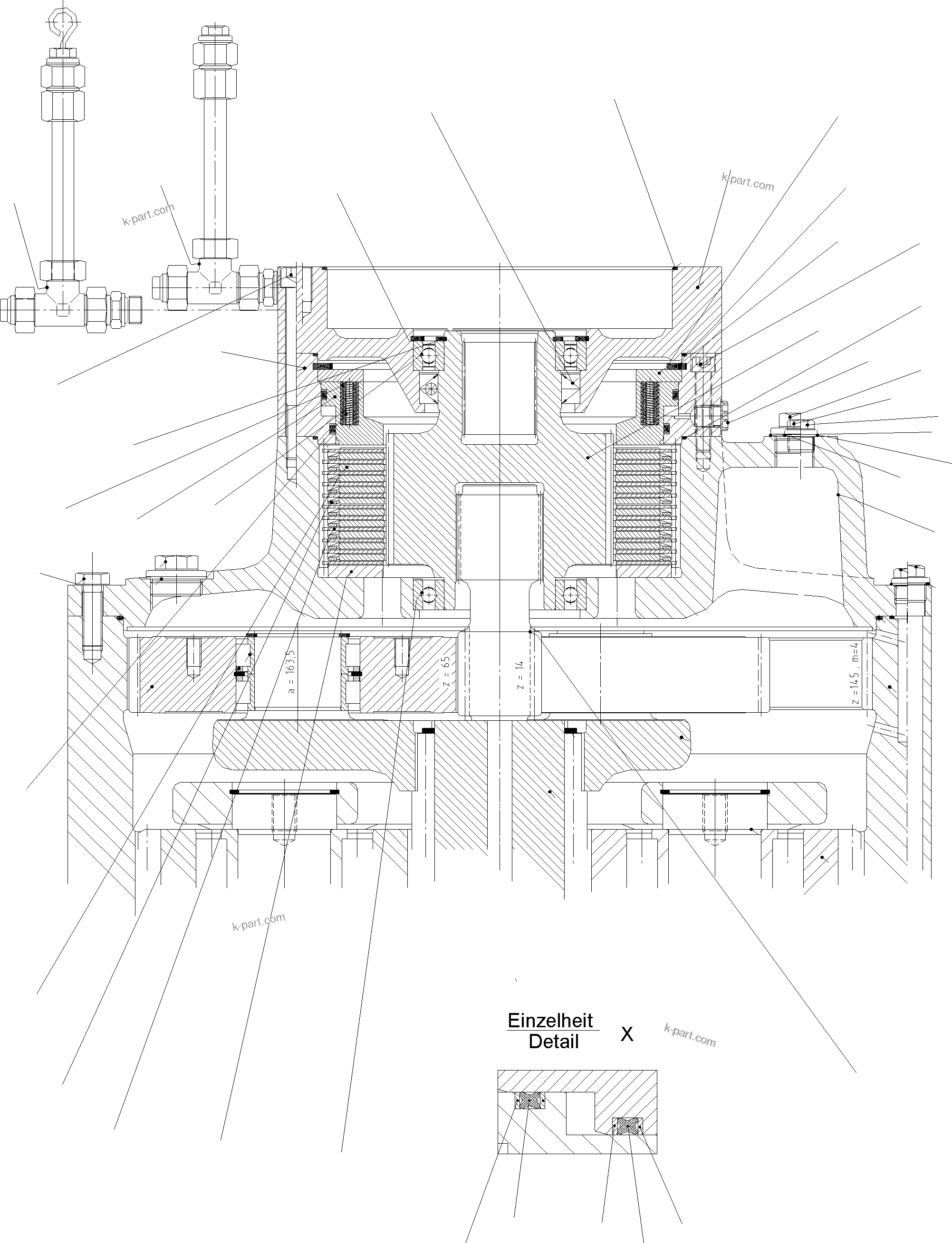 Komatsu parts book diagram for PC3000-6 S/N 46151: SLEW GEARBOX WITH BRAKE