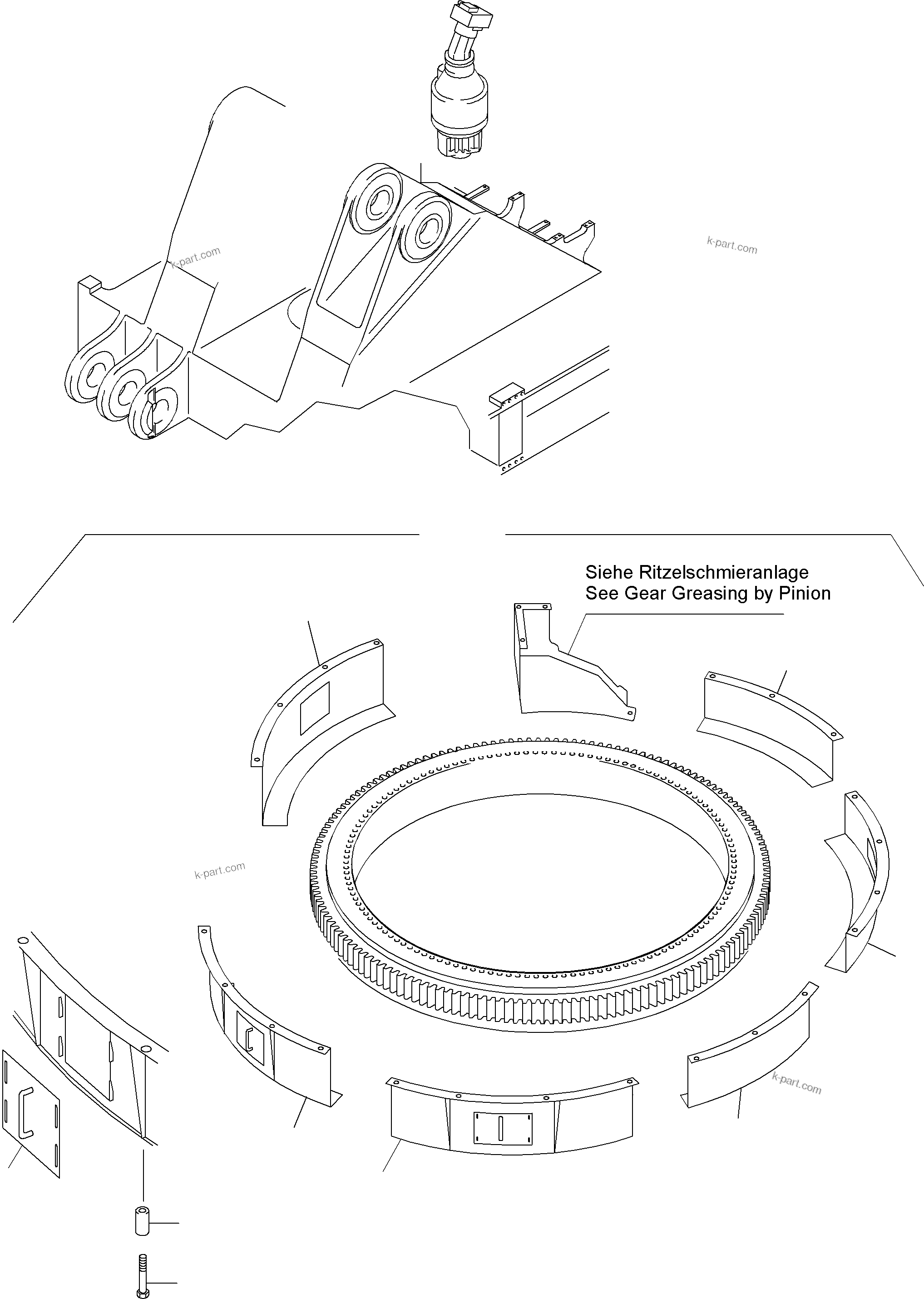 Komatsu parts book diagram for PC3000-6 S/N 46151: SLEW RING PROTECTION