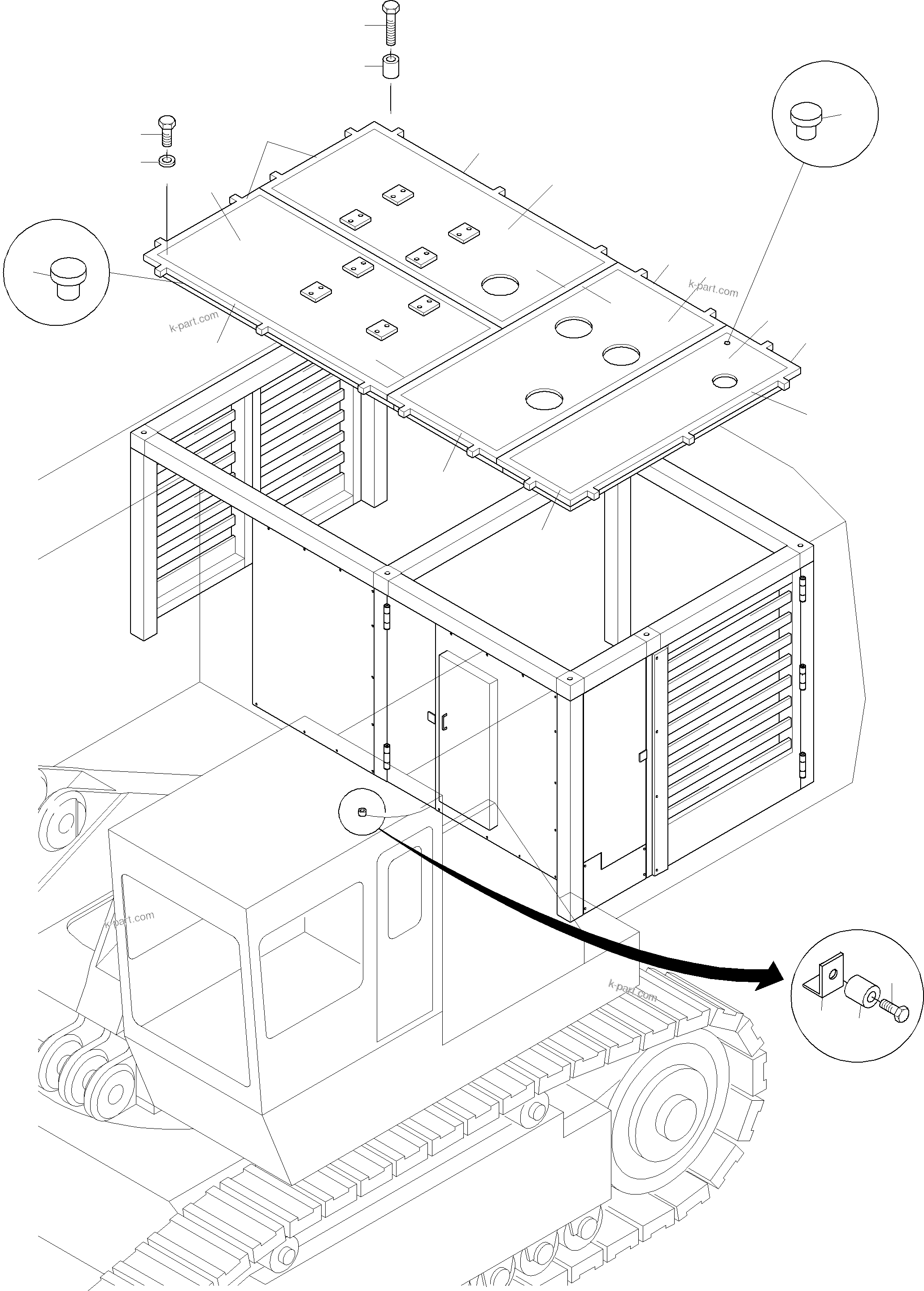 Komatsu parts book diagram for PC3000-6 S/N 46151: COVERING - ENGINE HOUSING