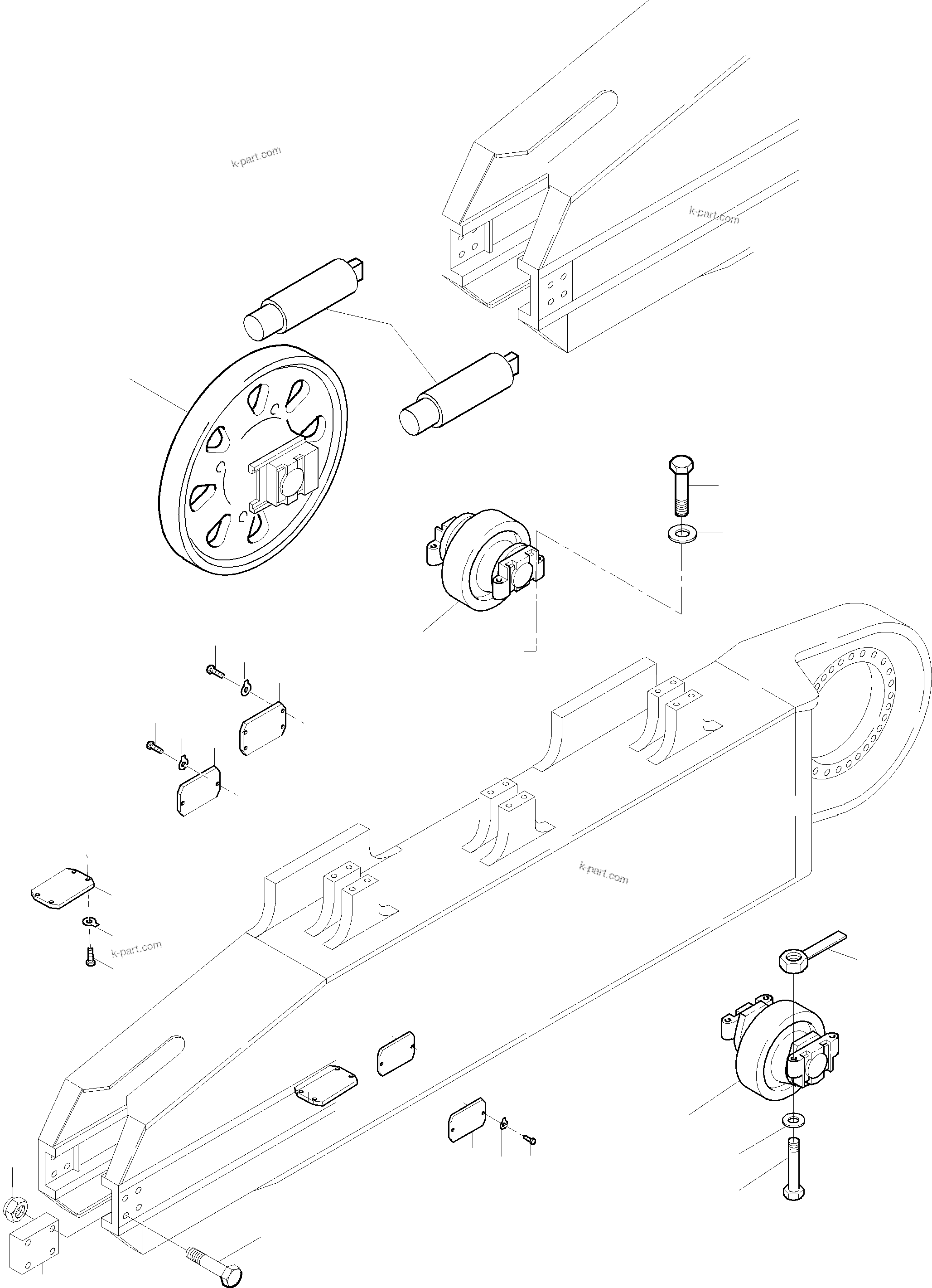 Komatsu parts book diagram for PC3000-6 S/N 46151: TRACK GROUP - IDLER PROTECTION