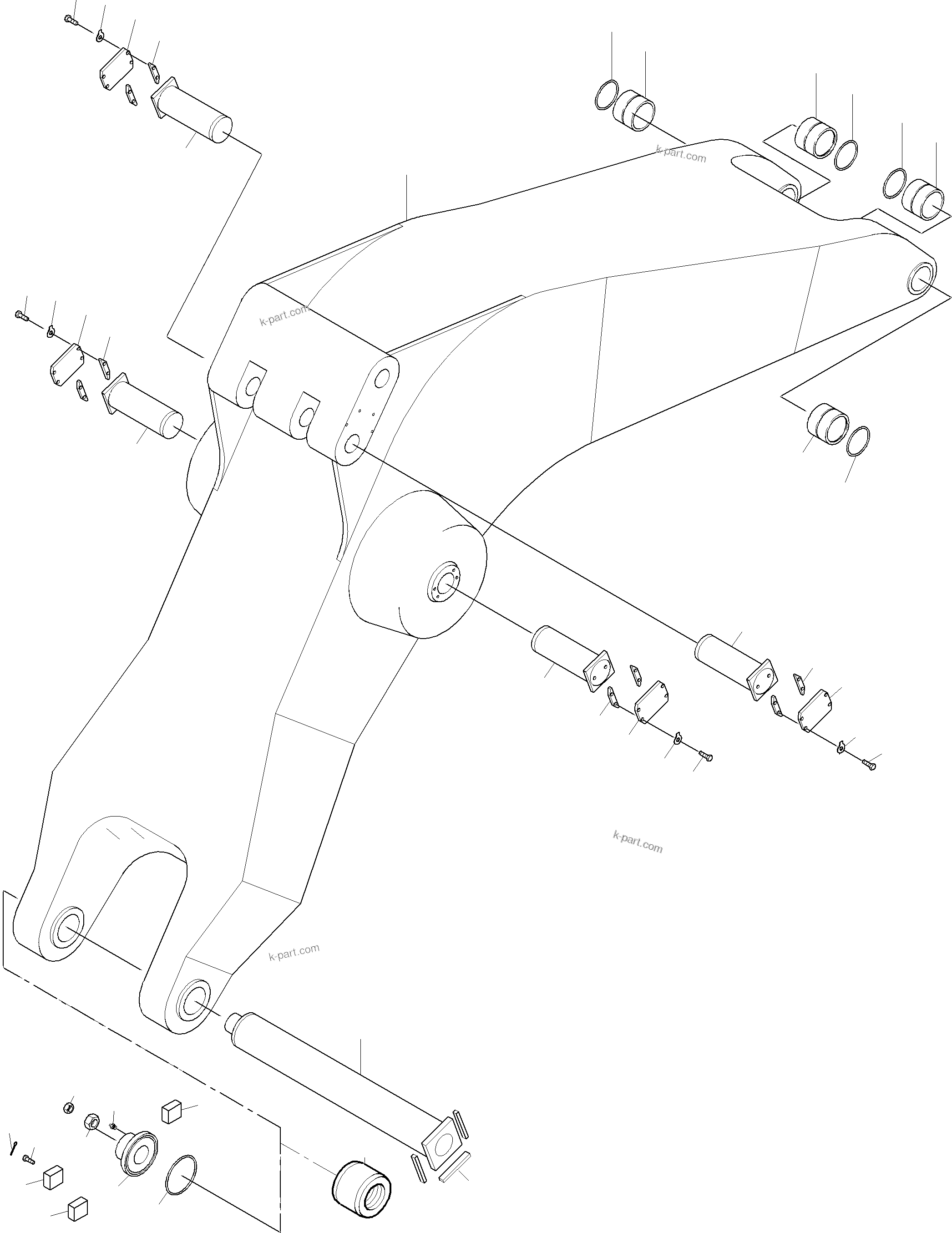Komatsu parts book diagram for PC3000-6 S/N 46151: BACKHOE BOOM 8.6M