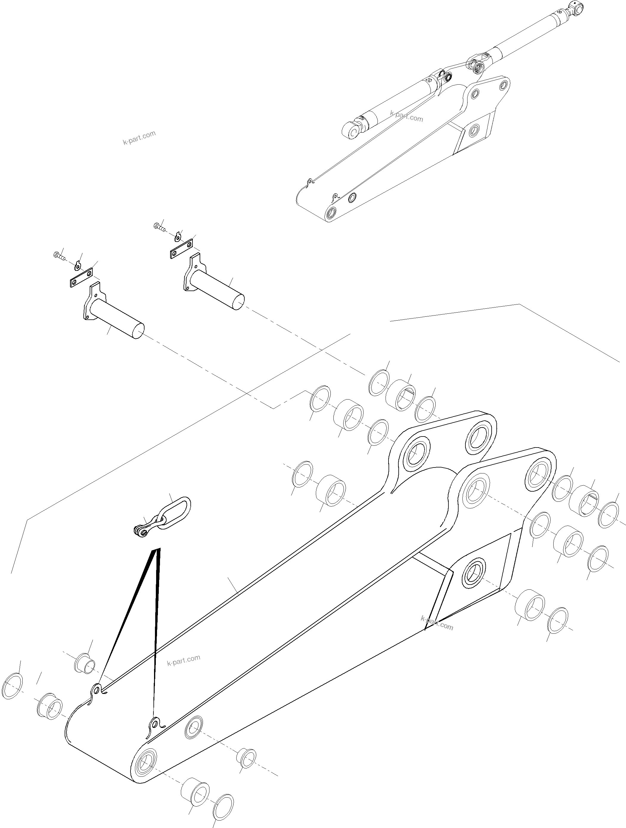 Komatsu parts book diagram for PC3000-6 S/N 46151: BACKHOE  STICK 4,0M