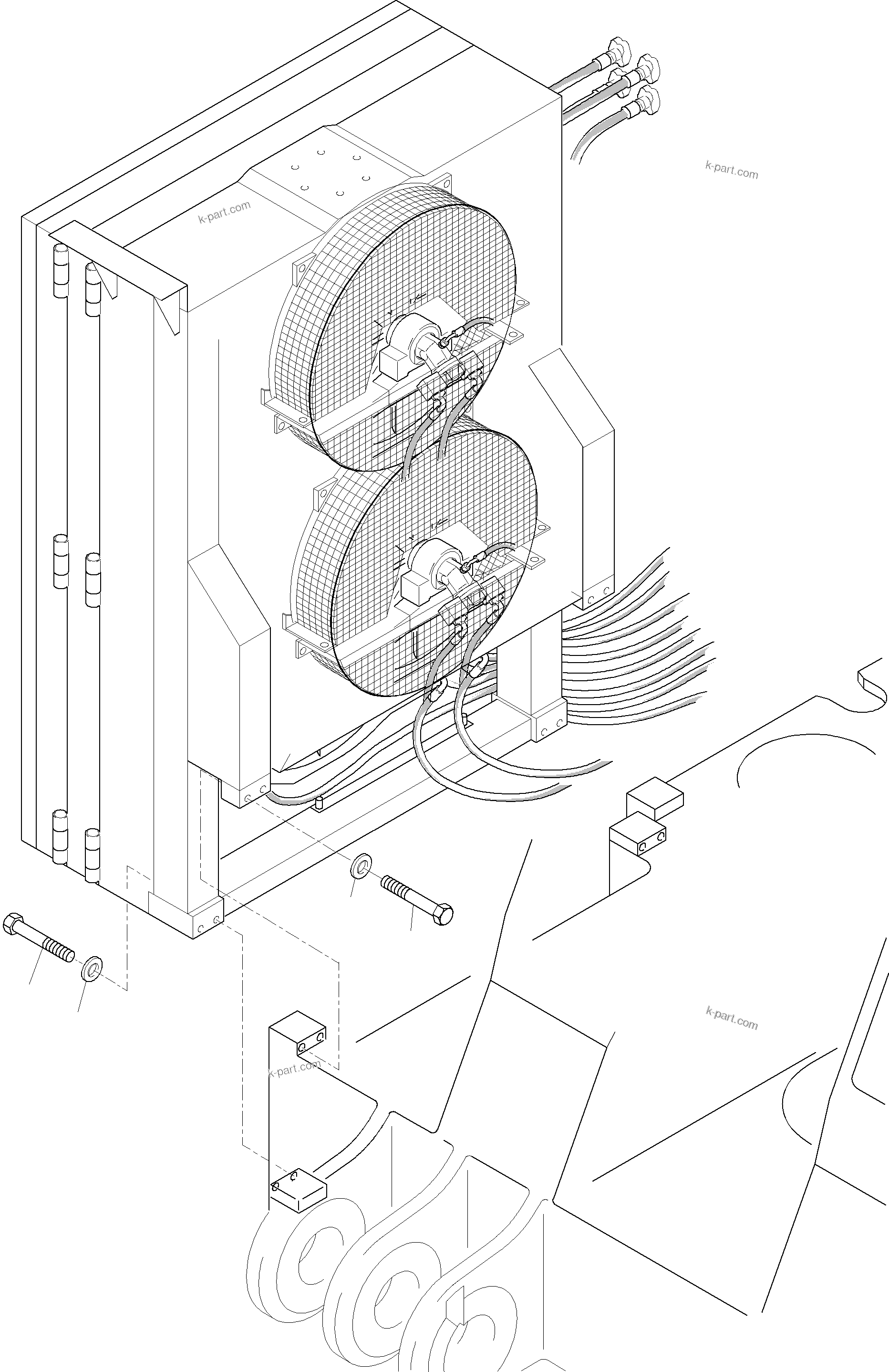 Komatsu parts book diagram for PC3000-6 S/N 46151: OIL COOLER SYSTEM