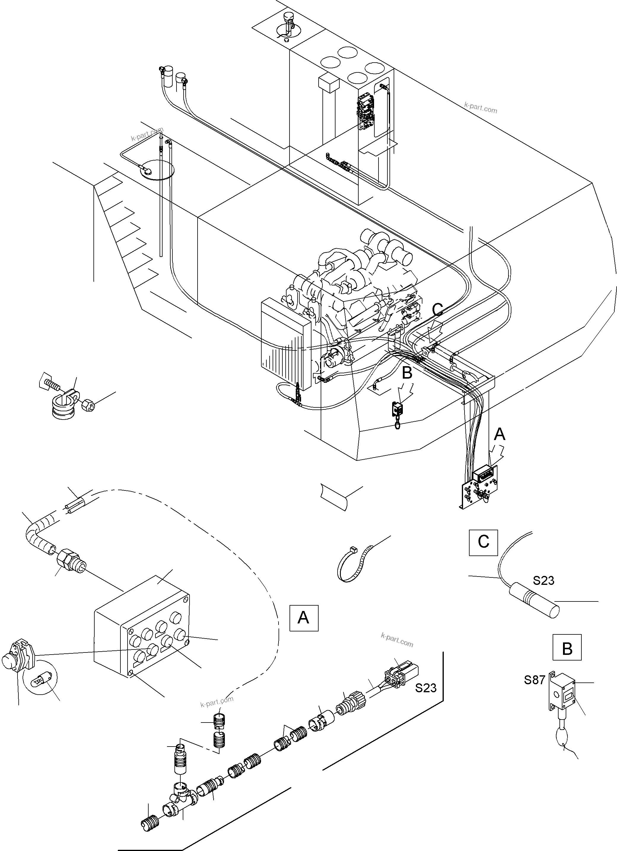Komatsu parts book diagram for PC3000-6 S/N 46151: ELECTRIC PARTS - REFUELING
