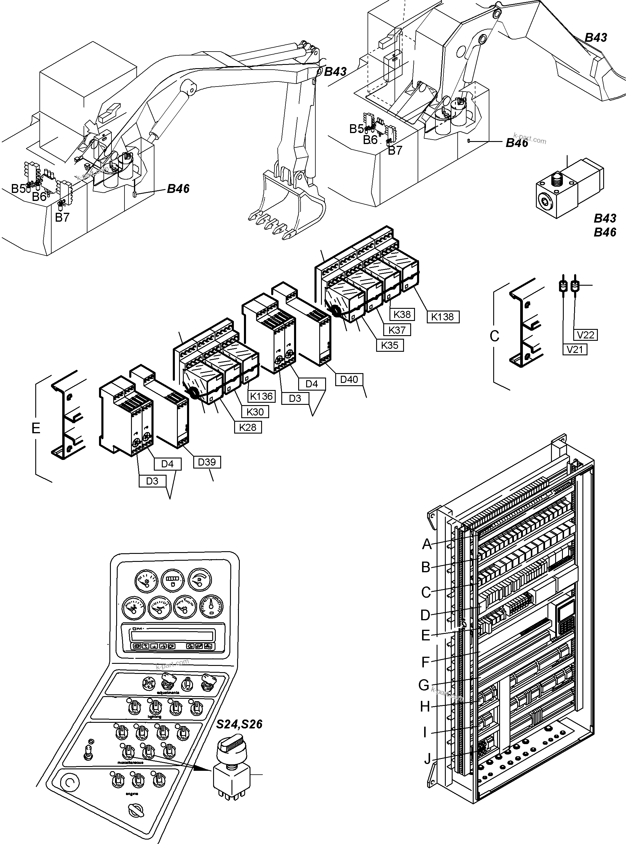 Komatsu parts book diagram for PC3000-6 S/N 46151: ELECTR. PARTS