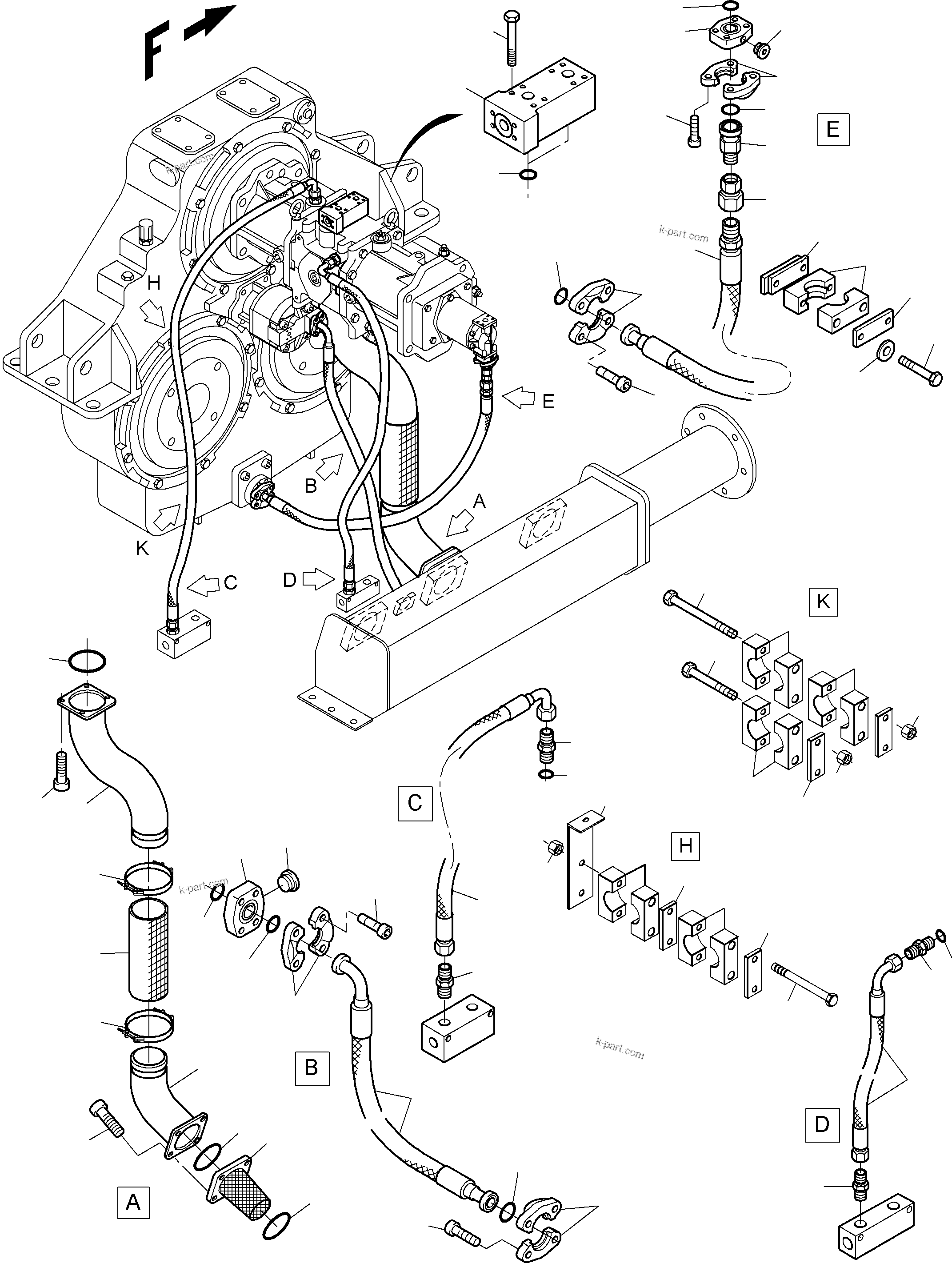 Komatsu parts book diagram for PC3000-6 S/N 46151: SUCTION LINES