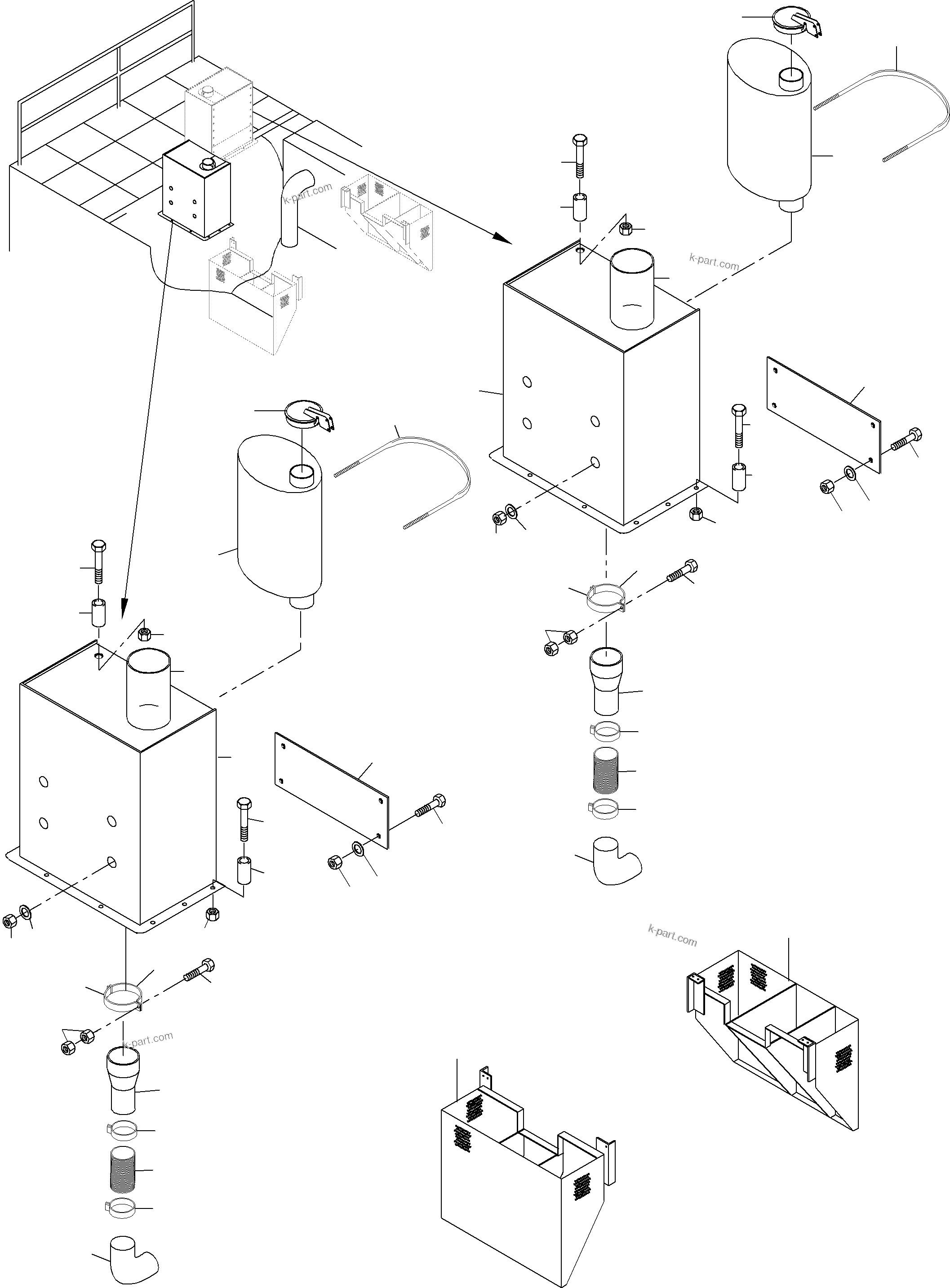 Komatsu parts book diagram for PC3000-6 S/N 46151: EXHAUST SYSTEM