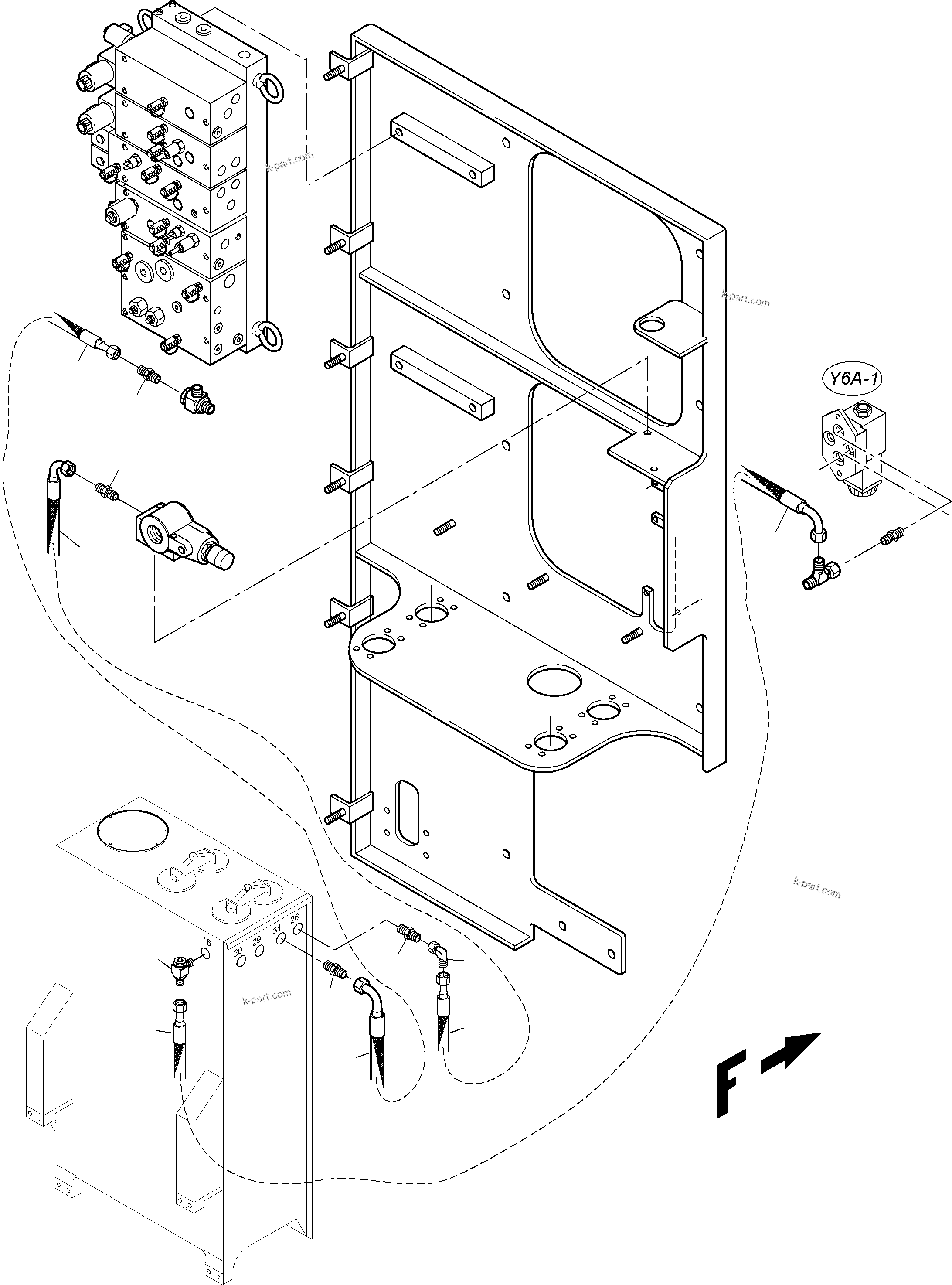 Komatsu parts book diagram for PC3000-6 S/N 46151: TANK LINES CONTROL- AND FILTER PLATE
