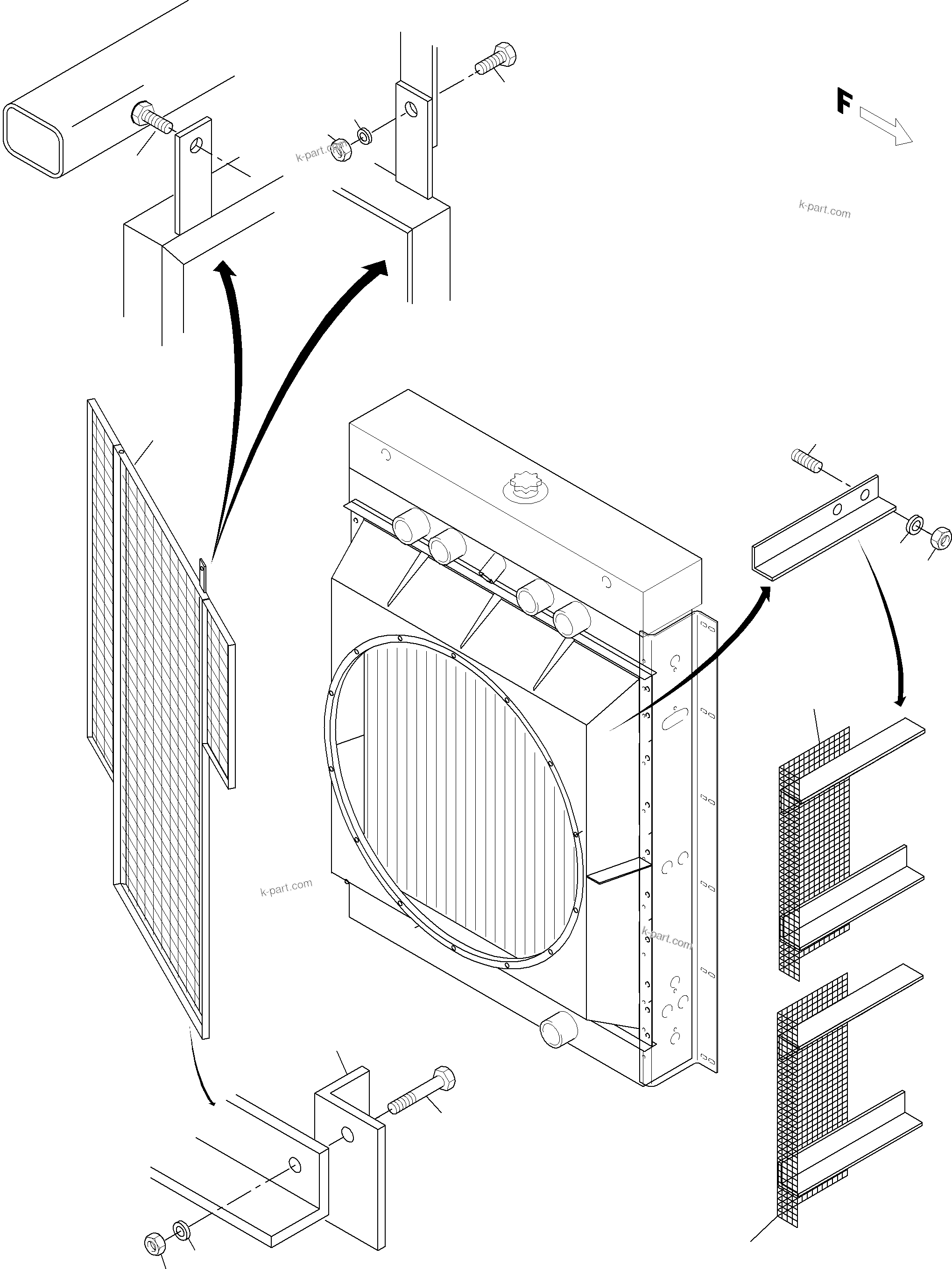 Komatsu parts book diagram for PC3000-6 S/N 46151: FAN CAGE